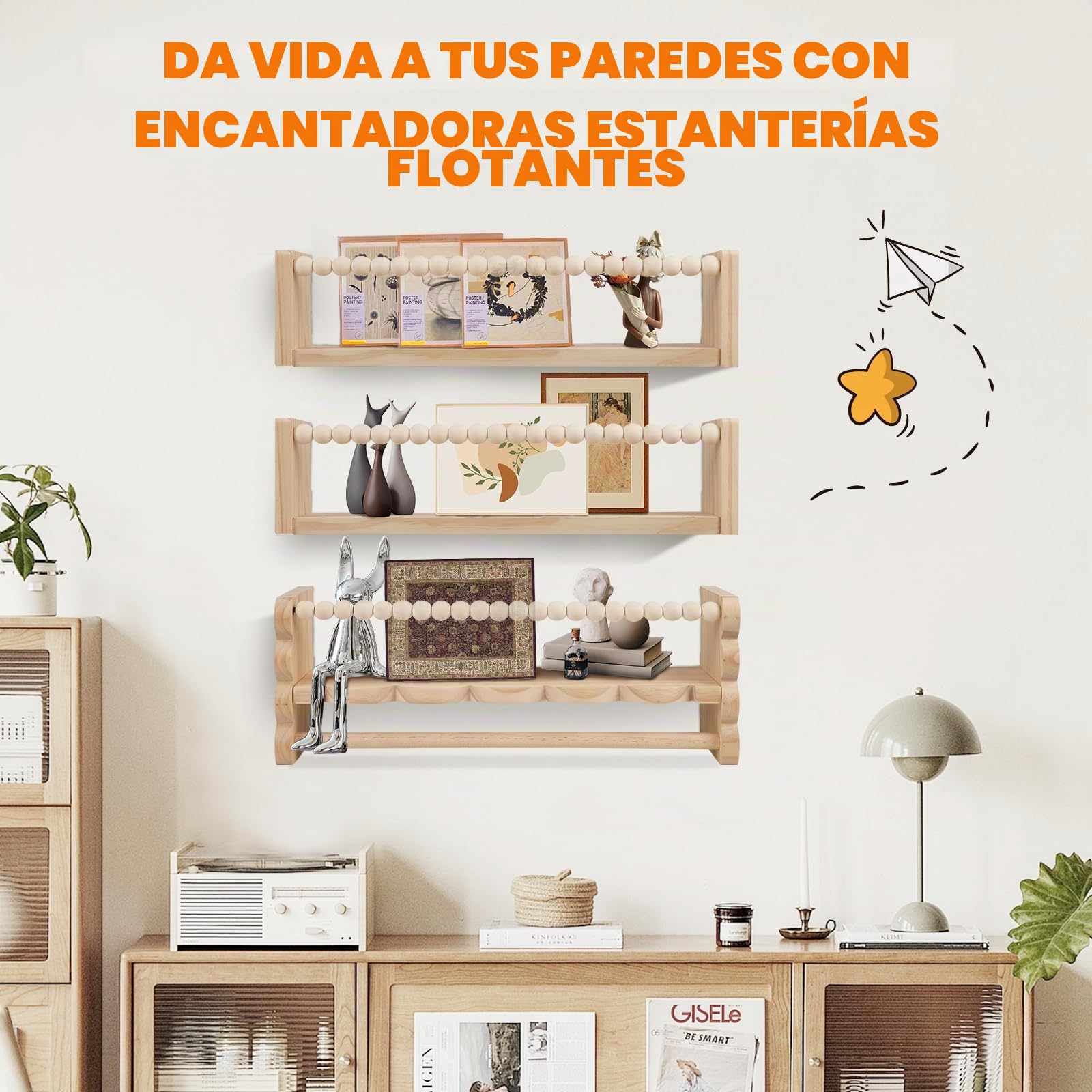 Estantería infantil de pared, juego de 3 unidades de 40 cm, para habitación infantil, con pantalla para colgar fotos