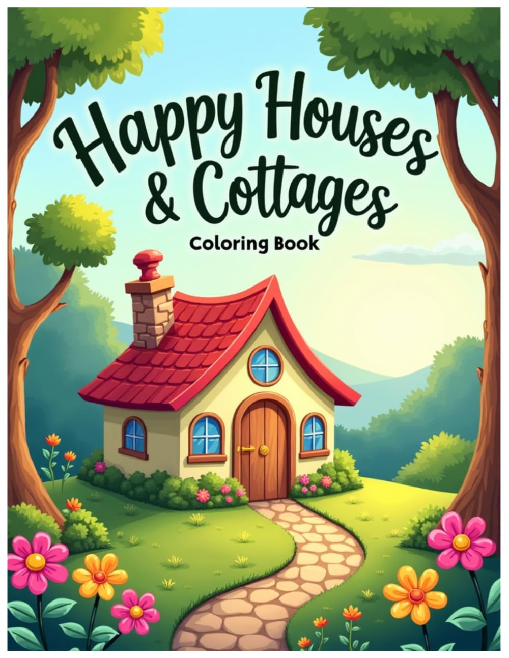 Happy Houses and Cottages coloring book (Cozy Calm Coloring Series: Bold, comforting pages for quiet moments and a calmer mind.)