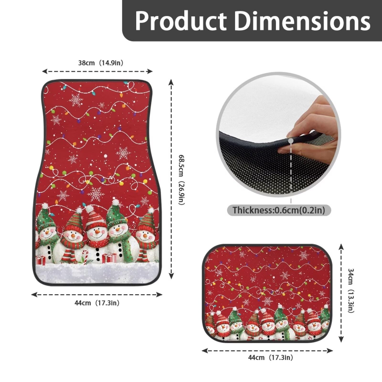 Tomeusey Car Floor Mats Carpet for Most Vehicle Snowman Snowflake All Weather Floor Protector Christmas Decorations Car Accessories — view 6