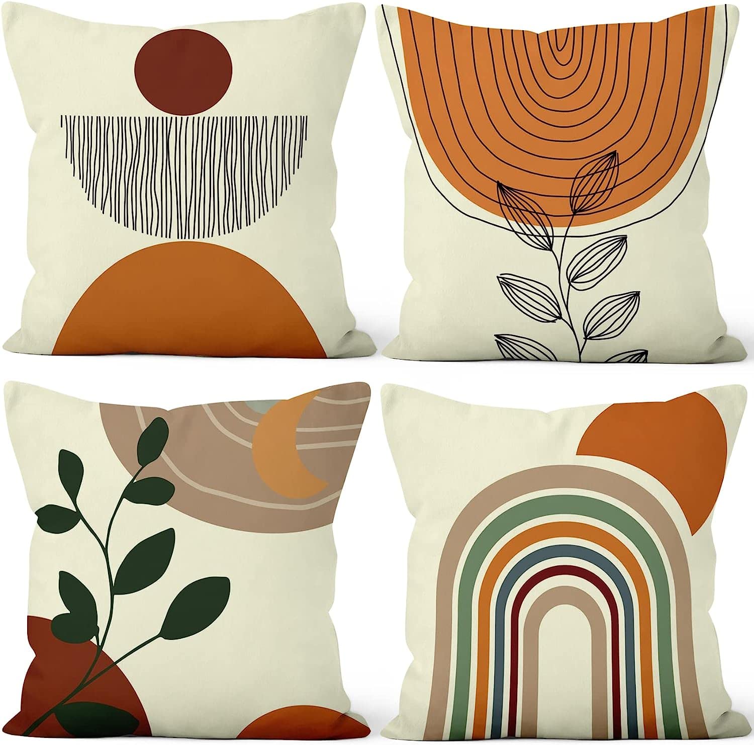 TIAODIAN Cushion Covers 40 x 40cm Set of 4 Modern Decorative Pillowcases Orange Throw Pillow Covers 16"x16" for Couch Sofa Bedroom Abstract Geometric Home Decor