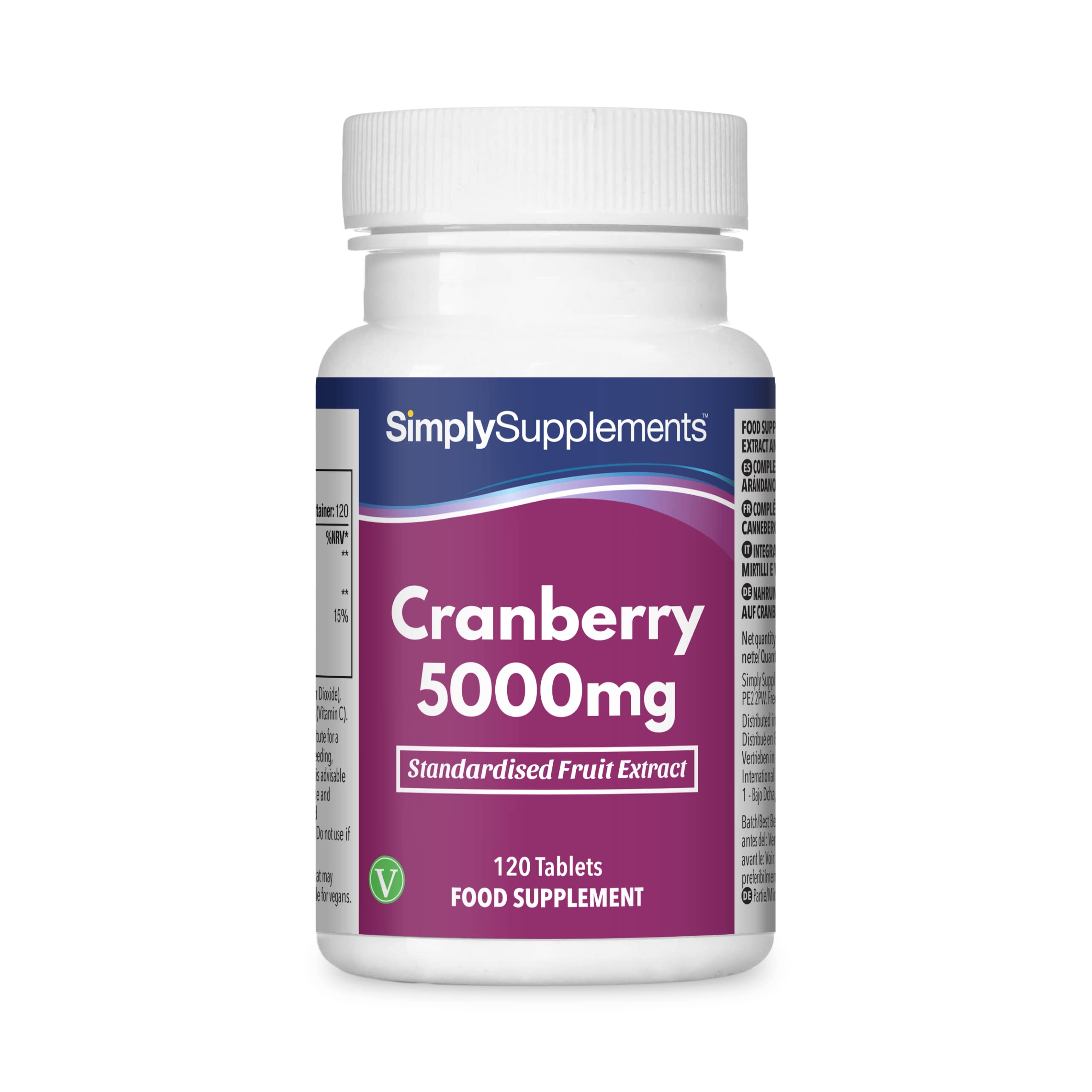 Cranberry Tablets 5,000mg | Supports Immune System & Oxidative Stress Protection | Suitable for Vegans and Vegetarians | 120 Tablets = 40 Days’ Supply | Made in the UK in Accordance with GMP Standards