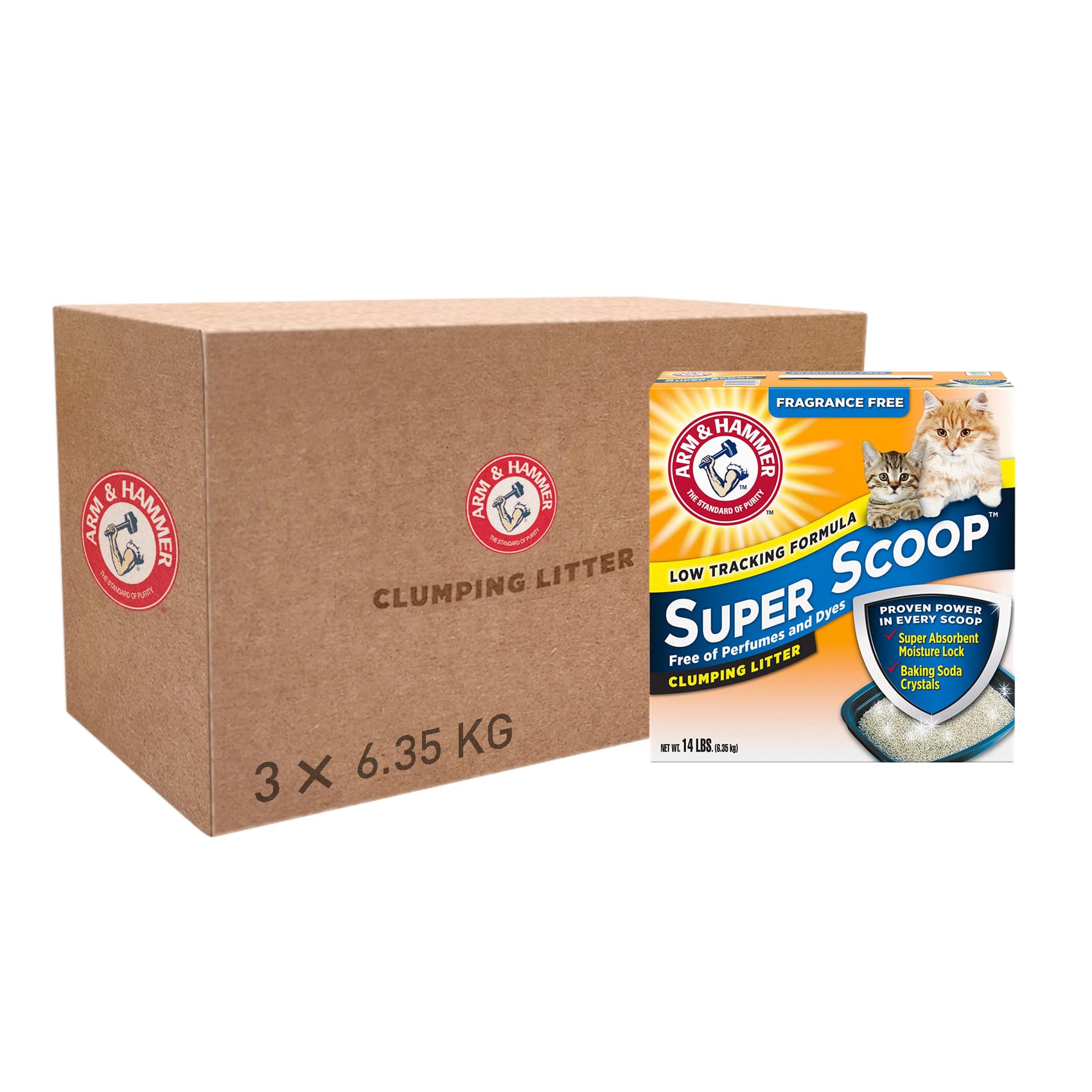 ARM & HAMMERSuper Scoop Clumping Litter Fragrance Free 6.3Kg (Pack of 3)