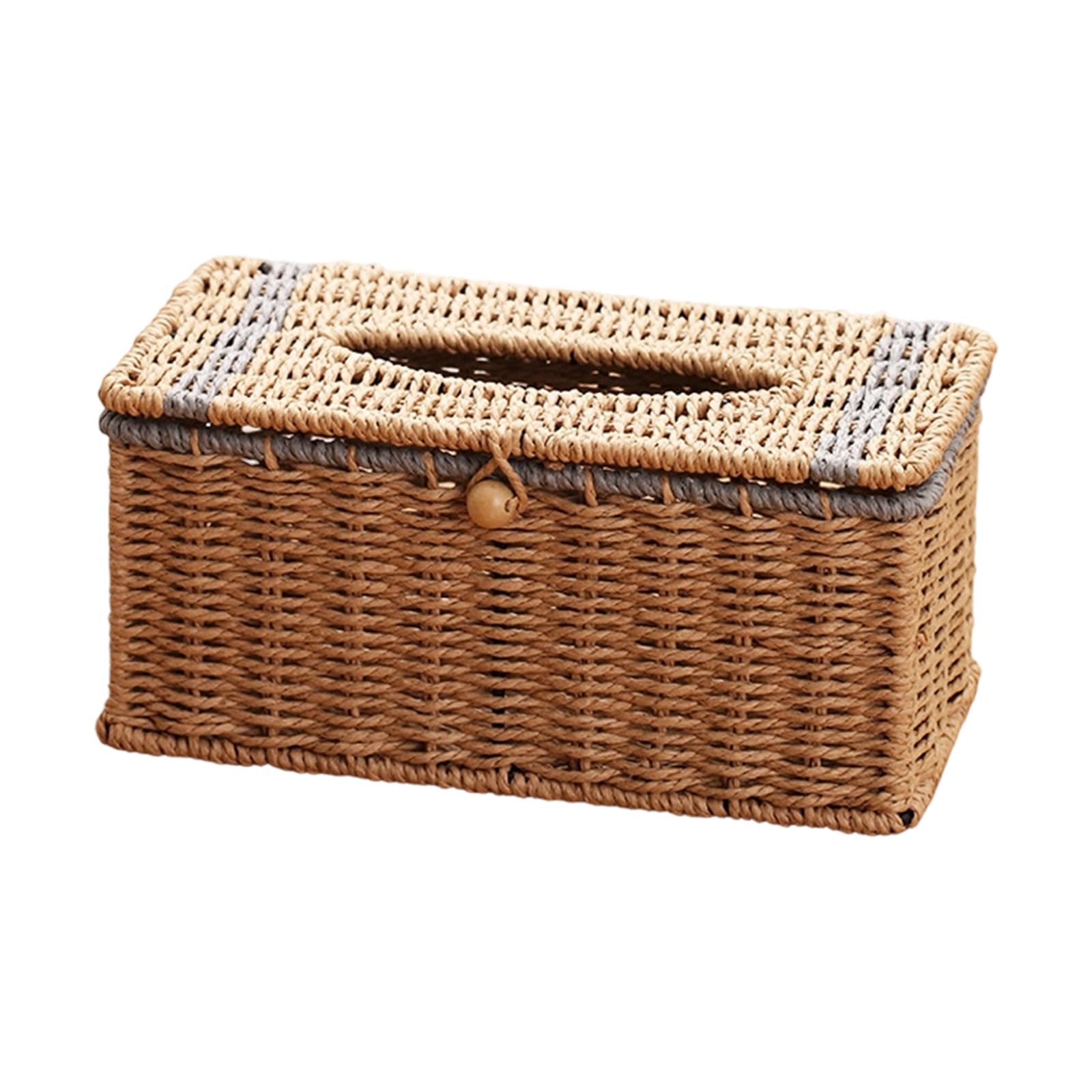 TFAOYS Handwoven Imitating Rattan Storage Basket for Tissues and Face Towel Desktop Organiser for Home and Offices Decorative Flexible Tissue Holder
