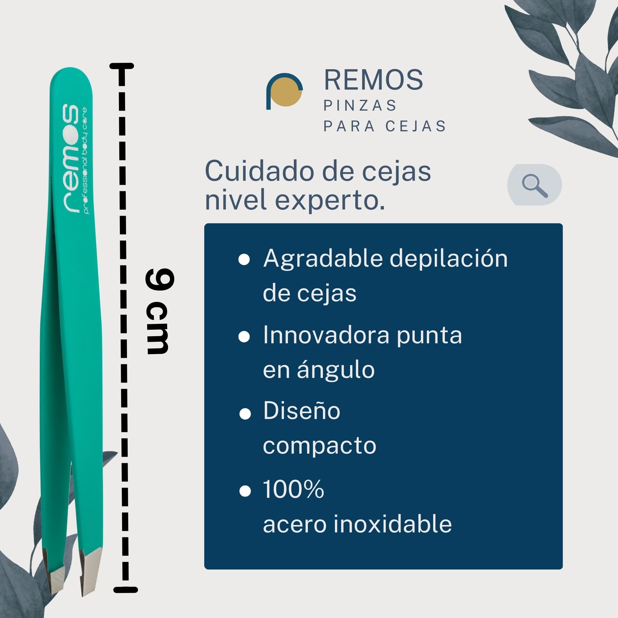 REMOS Pinzas de acero inoxidable para cejas que eliminan pelos más finos verde — view 2