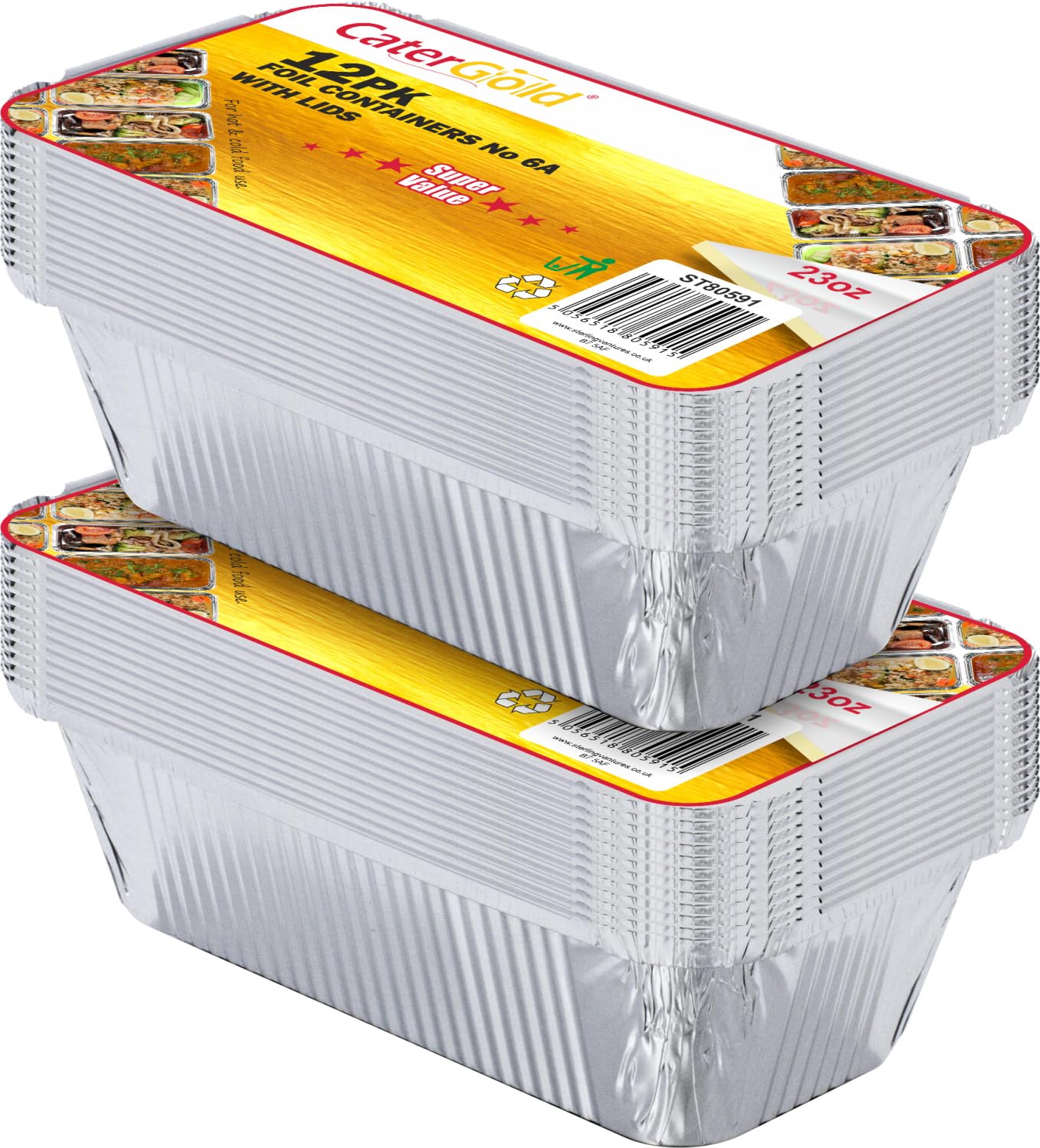 LAVV HOUSEWARES LTD Large Takeaway 800ml Aluminium Foil Food Containers with Lids 6A 12PK (2)