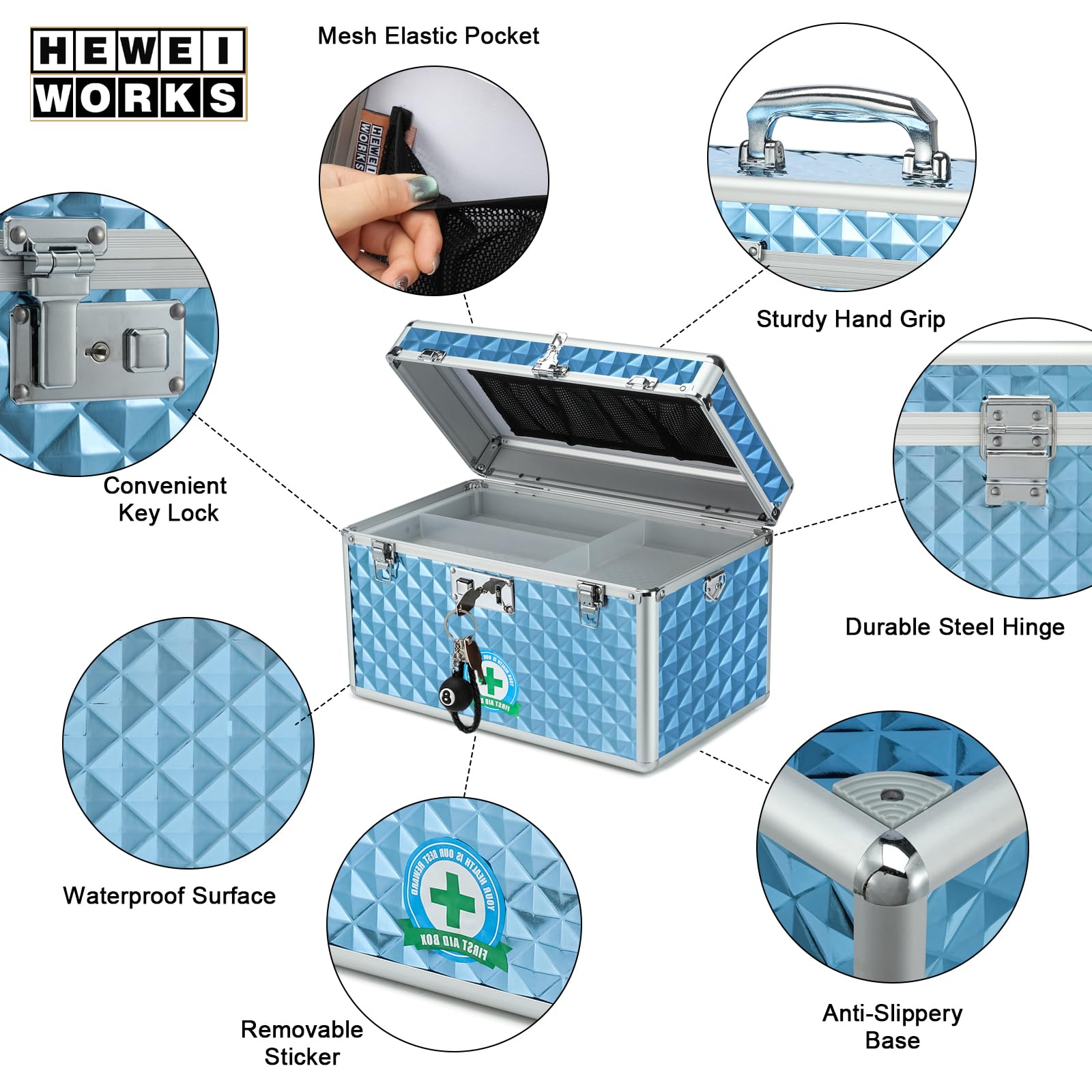 Caja de almacenamiento con cerradura de llave, caja de almacenamiento de medicamentos con cerradura, caja vacía de primeros auxilios, caja de seguridad con cerradura de seguridad, caja de
