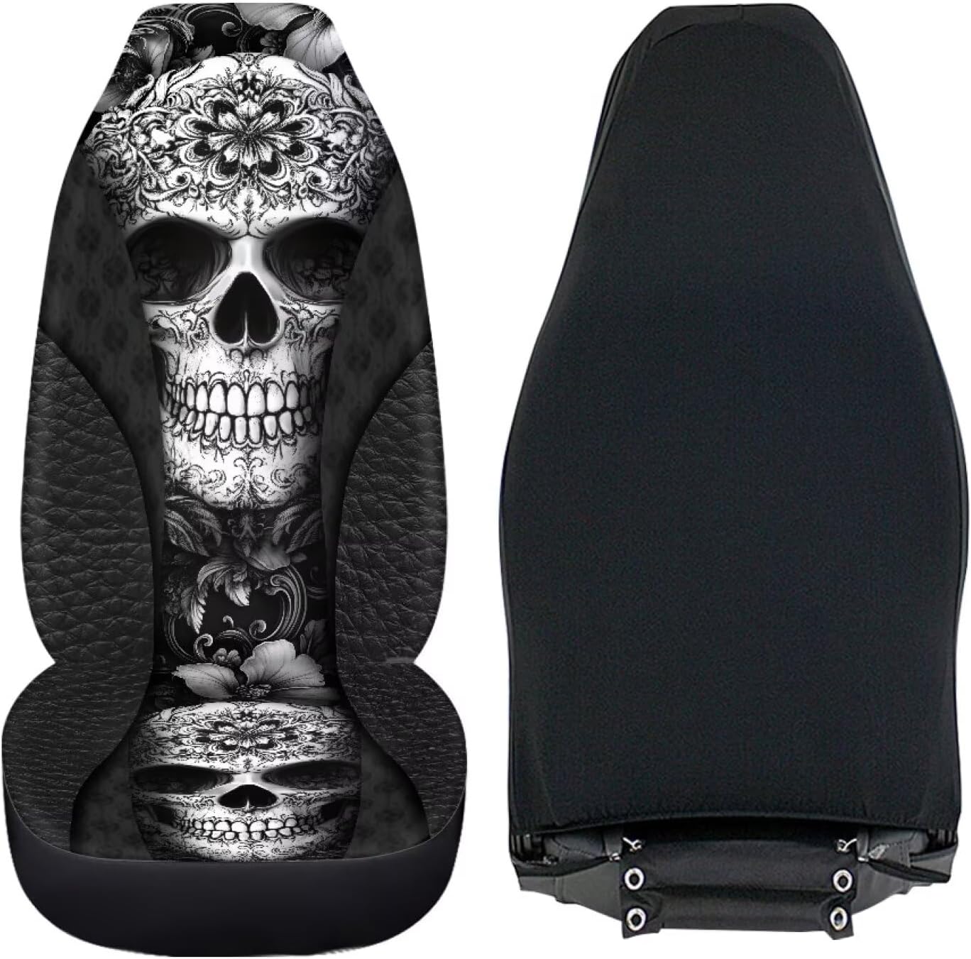 Gothic Skull Seat Covers for Cars Front Seat, Breathable Boho Car Seat Protectors for Women Men Automotive Interior Accessories Universal Fit SUV Truck Van Sedans
