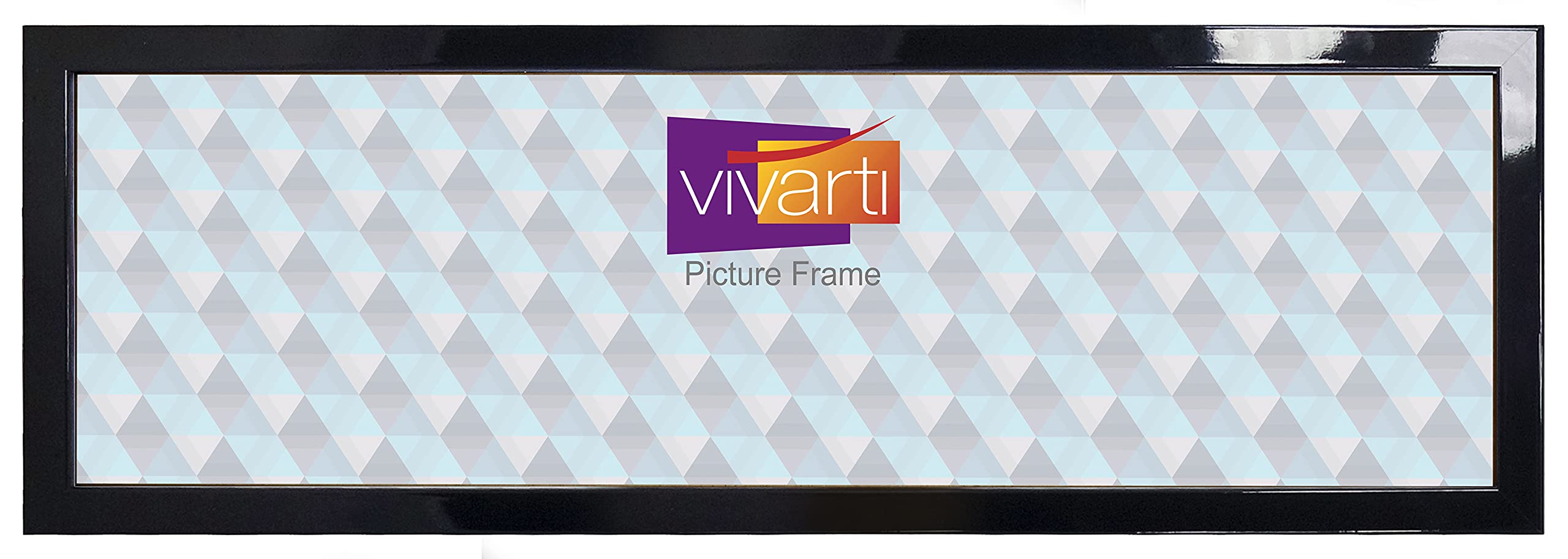 Vivarti Black Thin Gloss Panoramic Picture Frame (36 X 12 Inches) Portrait Or Landscape Photo Frame With Clear Styrene Sheet & Wall Mounted Hook For Photos, Pictures, Posters, Decor, Certificate Frame