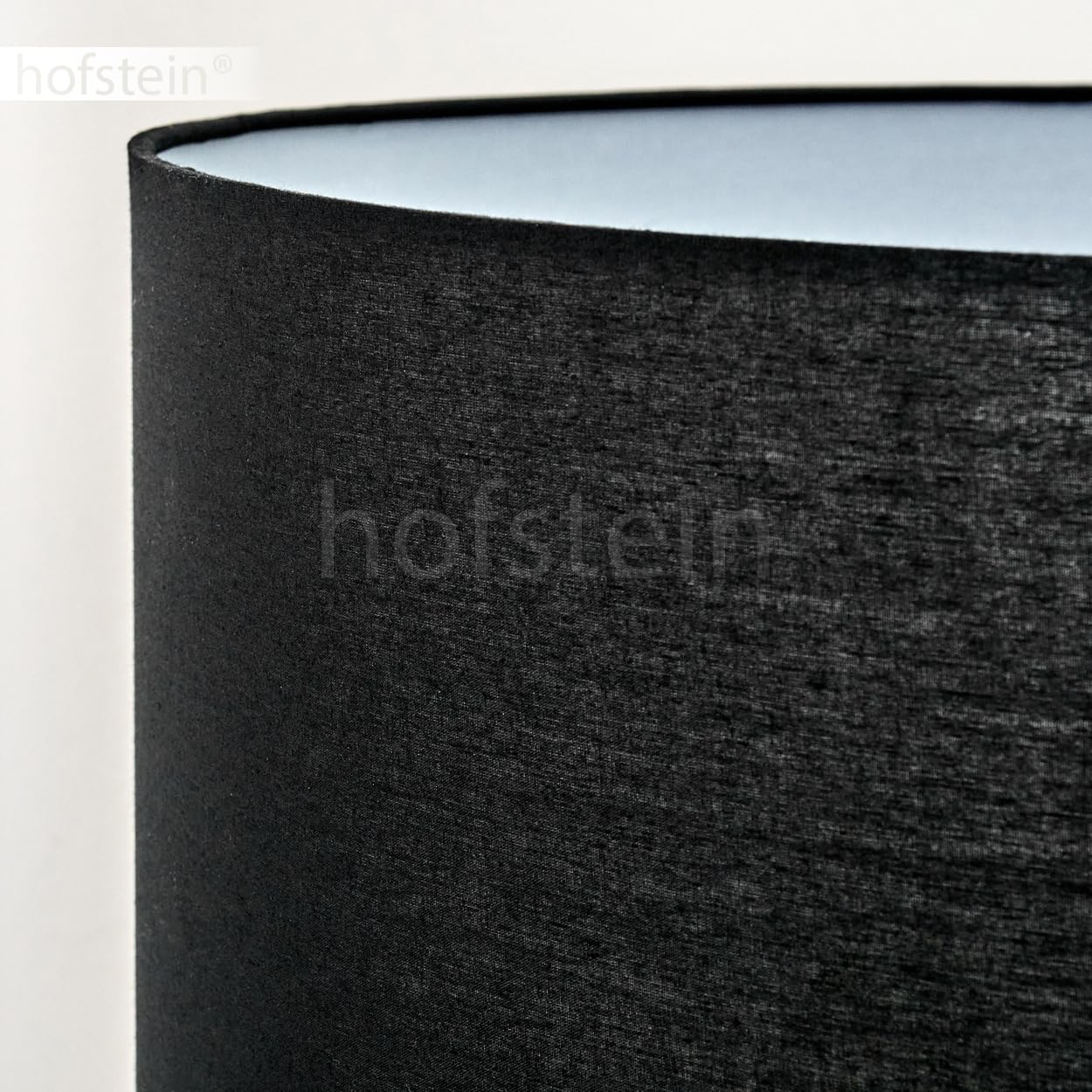 Stehleuchte Flemming, Stehlampe aus Holz/Stoff in Dunkelbraun/Schwarz/Weiß, Leuchte im skandinavischen Design mit rundem Schirm (Ø 50 cm) u. Fußschalter, Höhe 155 cm, 1 x E27, ohne Leuchtmittel