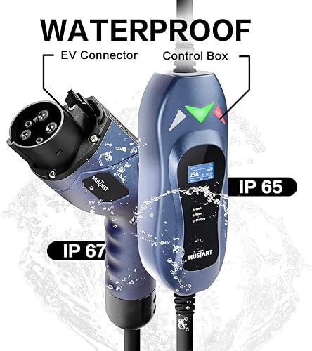 Miniatura 3 de MUSTART Cargador portátil EV de nivel 2 (240 voltios, cable de 25 pies, 25 amperios), cargador de vehículo eléctrico con estación de carga EV con