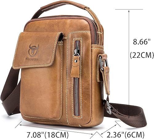 Miniatura 2 de LUKZIJAES Small Genuine Leather Shoulder Bag Men Messenger Handbag Lightweight Sling Crossbody Bag