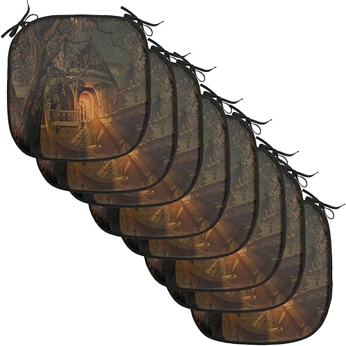 Miniatura 98 de Lunarable Cojín retro para silla, dibujo de chica a la moda en tierra primavera campo margaritas arte, acolchado de asiento para cocina y patio con