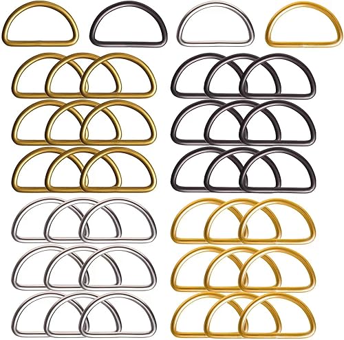 ZoloAJay 40 piezas de anillos en D de 1-12" (38mm) soldados de metal fuerte colores mixtos semi-circulares para collares de mascotas, hardware,