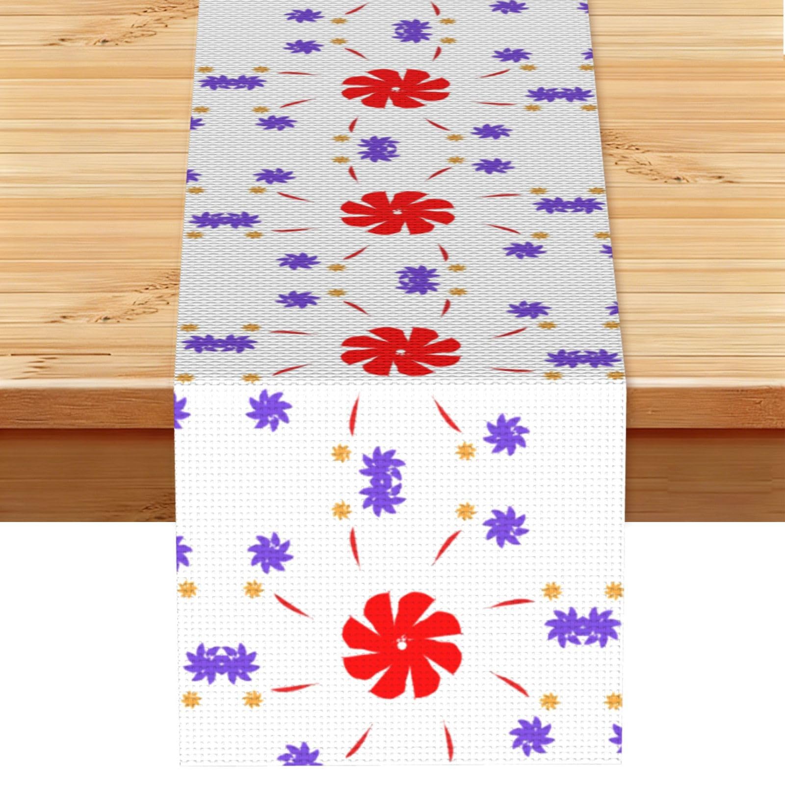 Eight-way rotating flower Linen Feel Table Runner Wedding Party Home Decoration