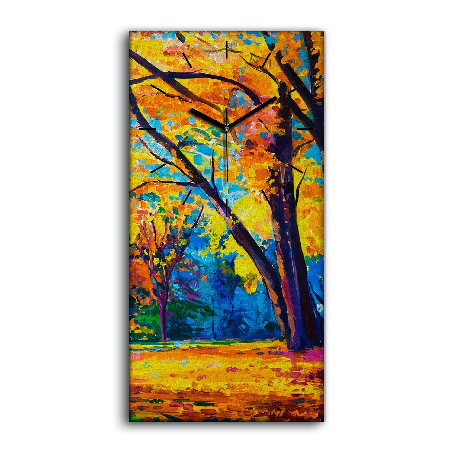 Horloge sur toile sans tic-tac pour chambre paysage automne