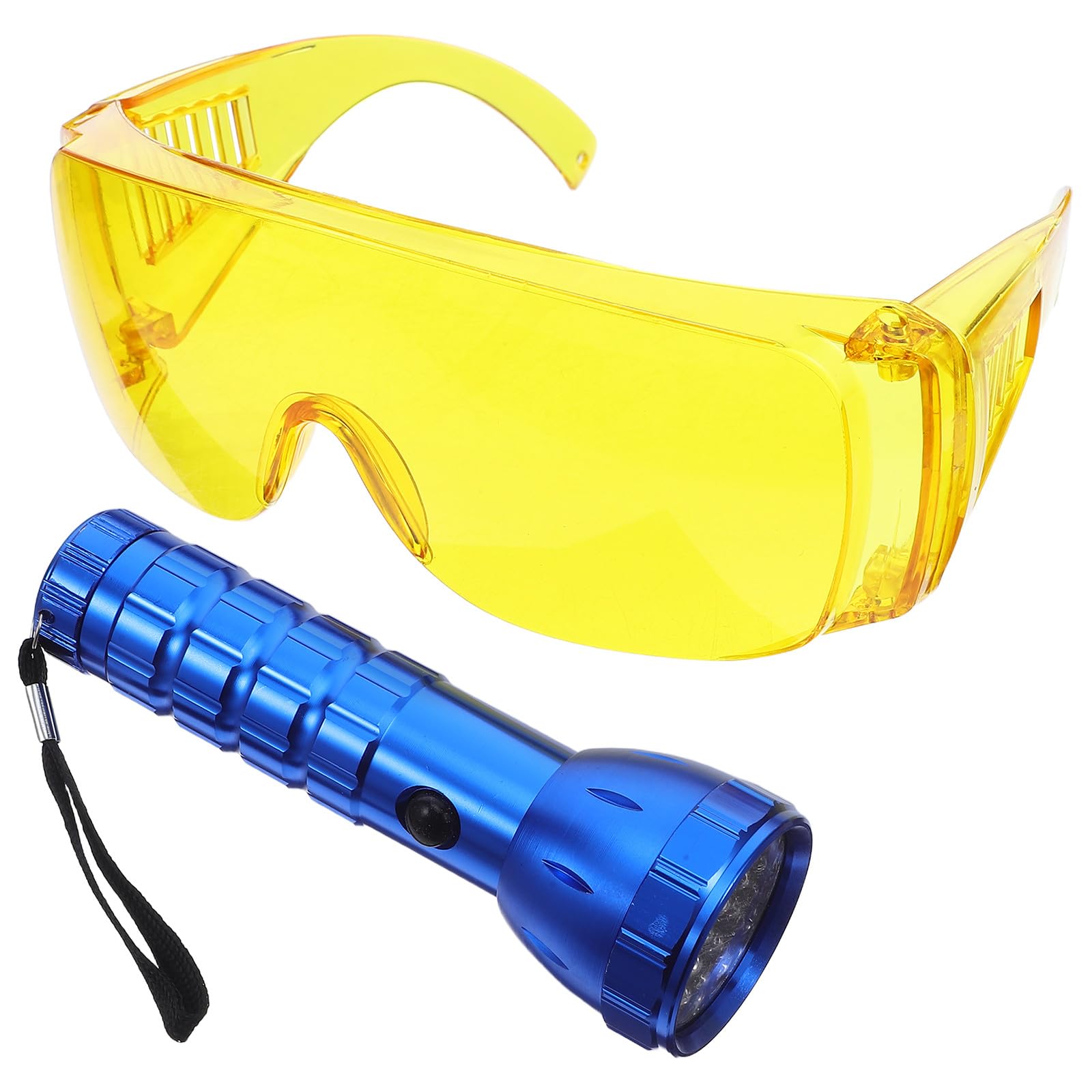 VOSAREA Kit de Détection de Fuites UV Lampe Torche 28 LED en Alliage D'aluminium Détection Rapide des Points de Fuite et Lunettes Fluorescentes pour Climatisation Automobile