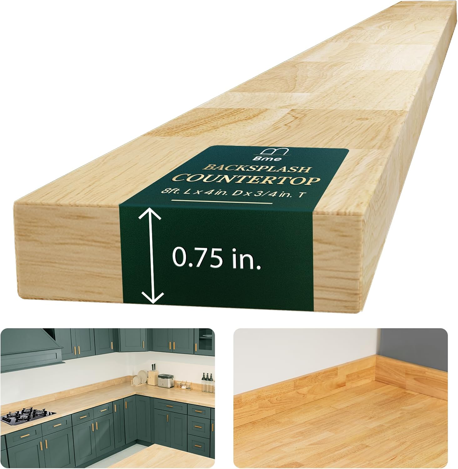 Bme Hevea Solid Wood 6ft L x 39" W Butcher Block Island Countertop, Unfinished Butcher Block Table Top for DIY Washer Dryer/Desktop/Kitchen Countertop, 1.5in Thick