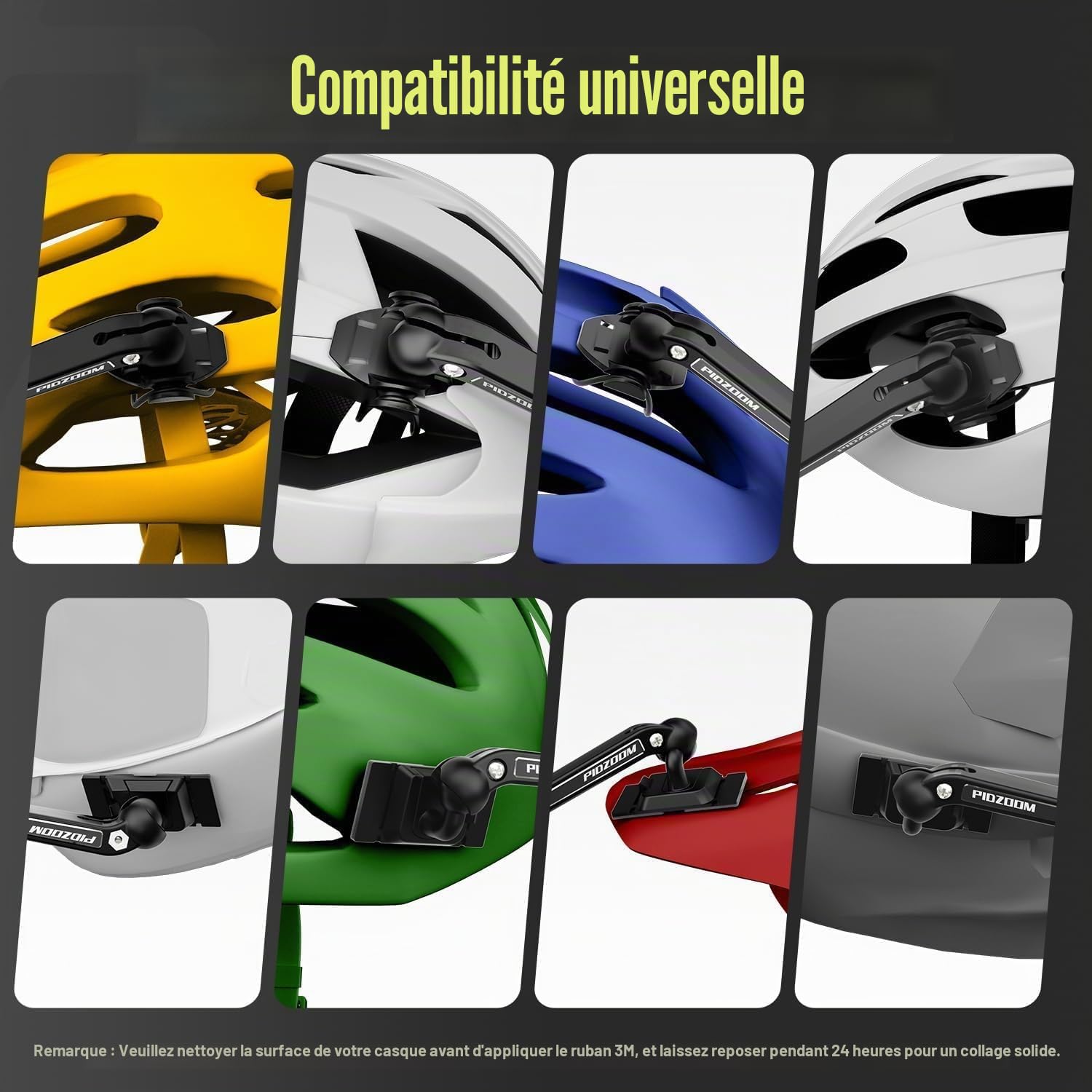 Rétroviseur pour casque de vélo - Réglable à 540° et rotatif - Pour accessoires de cyclisme - Facile à installer - Montage à gauche ou à droite