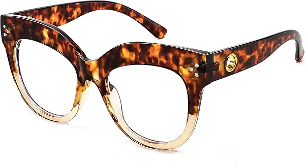 FEISEDY Cat Eye Blue Light Glasses Oversized Vintage Chunky Computer Glasses for Women Hipster Party B0026