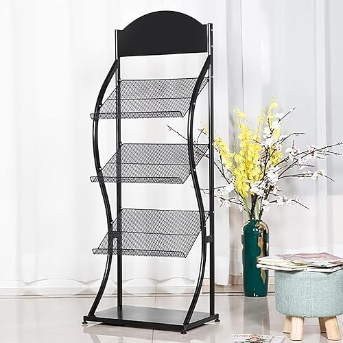 Revistero Revistero de Piso para Sala de Estar en casa, Revistero de Metal con 3 estantes, Organizador de Almacenamiento de Literatura en Esquina de