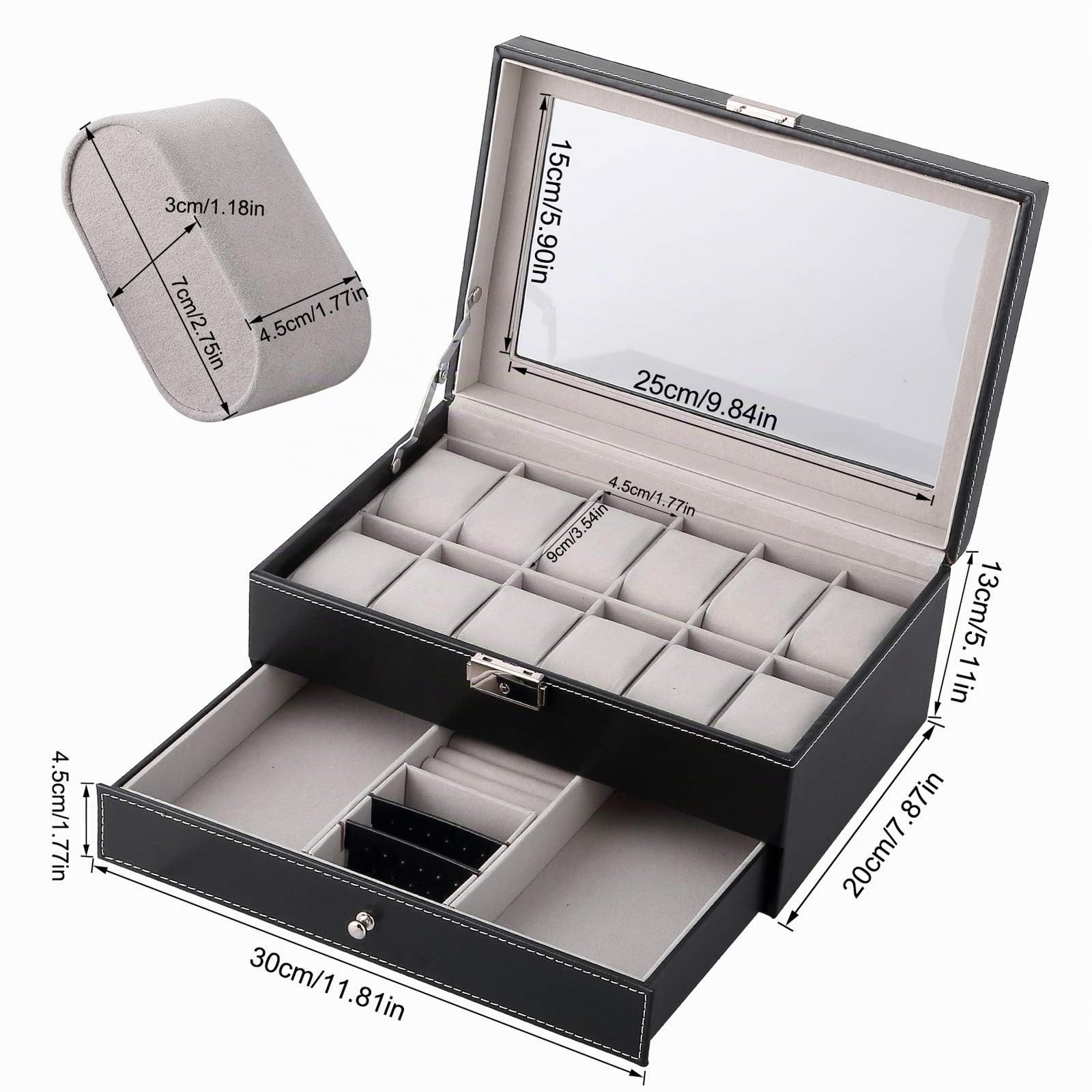 Uten Caja de 12 Relojes, Doble Capa, Estuche de Exhibición para Colección de Joyas