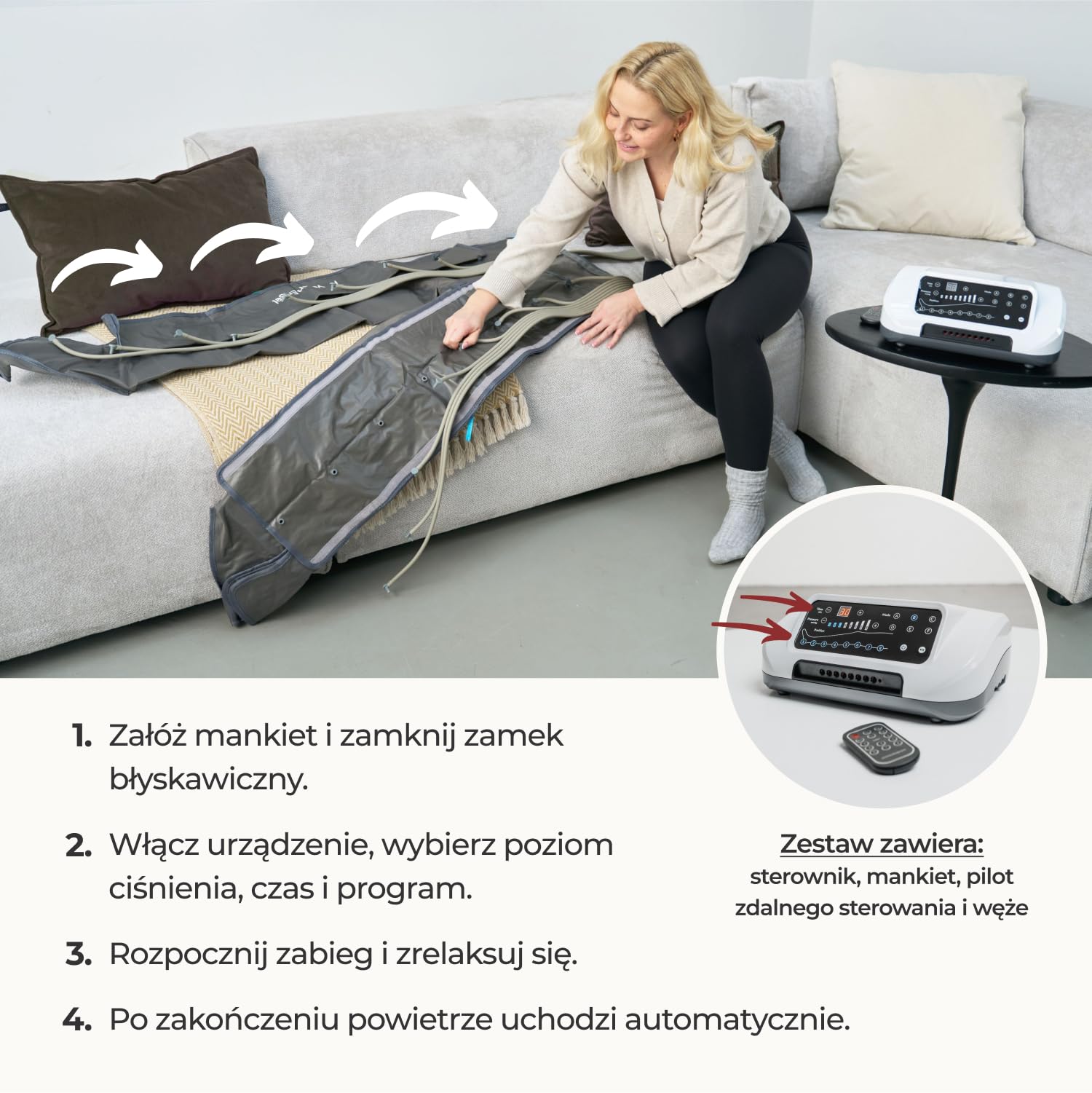 Venen Engel 8 Medical z Lymph-Flow Pants – 8 komór powietrznych – 6 programów masażu – certyfikowane medycznie – buty regeneracyjne – masażer nóg – uzupełnienie manualnego drenażu limfatycznego