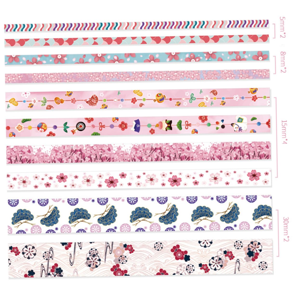 NUOBESTY 10rotoli Scatola Washi Tape Adesivo Per Decorazioni Fai Te Carta Per Scrapbook e Diario Motivo Albero Di Ciliegio
