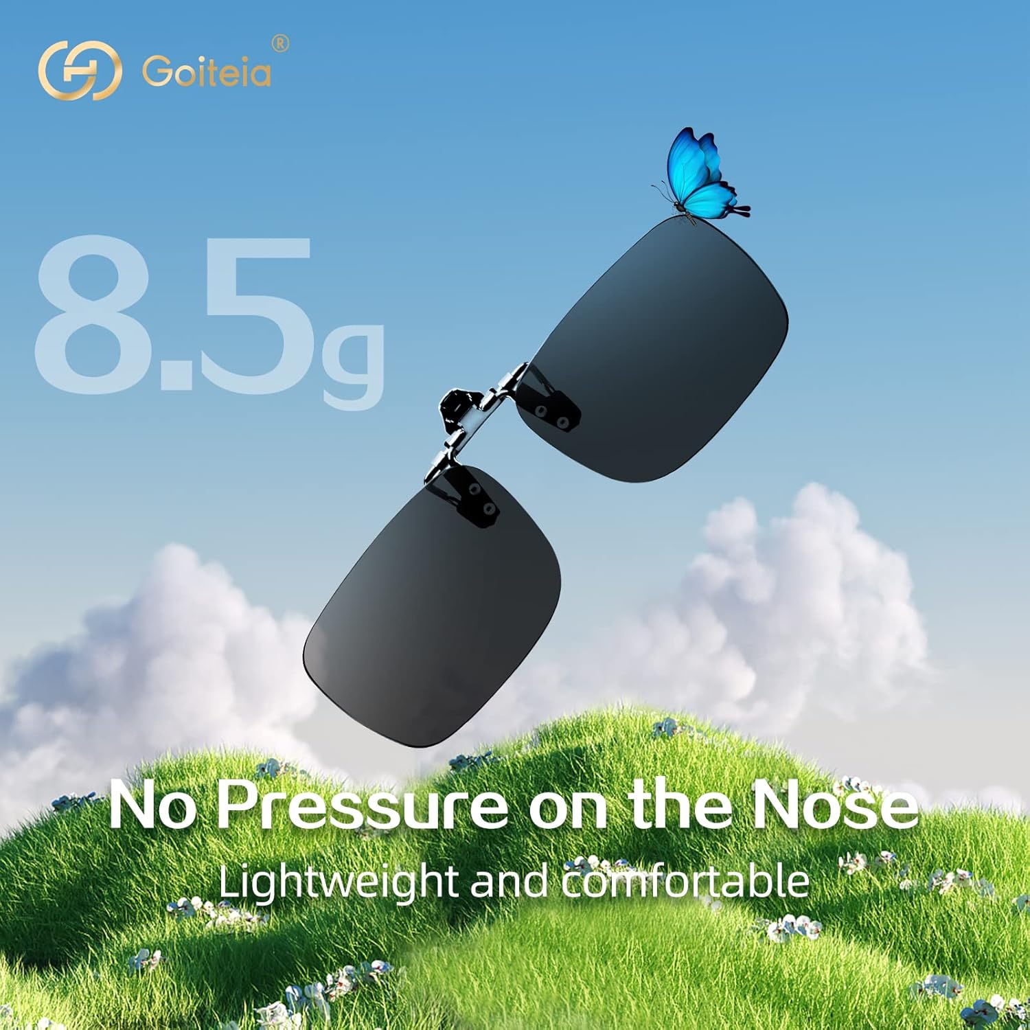 Goiteia Polarized Flip up Clip on Sunglasses over Prescription Glasses for Men Women-Upgraded No Blue Glare - Image 3