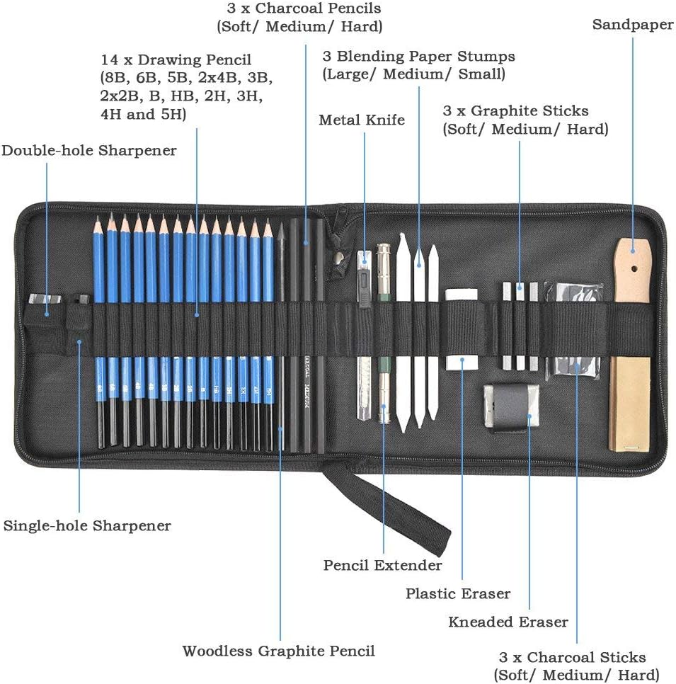 110 Pc Sketching Kit Drawing Pencils for Artists Kit with A5 Sketch Book 72 Colour Pencils Set for Coloring Charcoal Pencil Set Supplies for Artist Sketch Pencils Set for Artists Drawing Kit