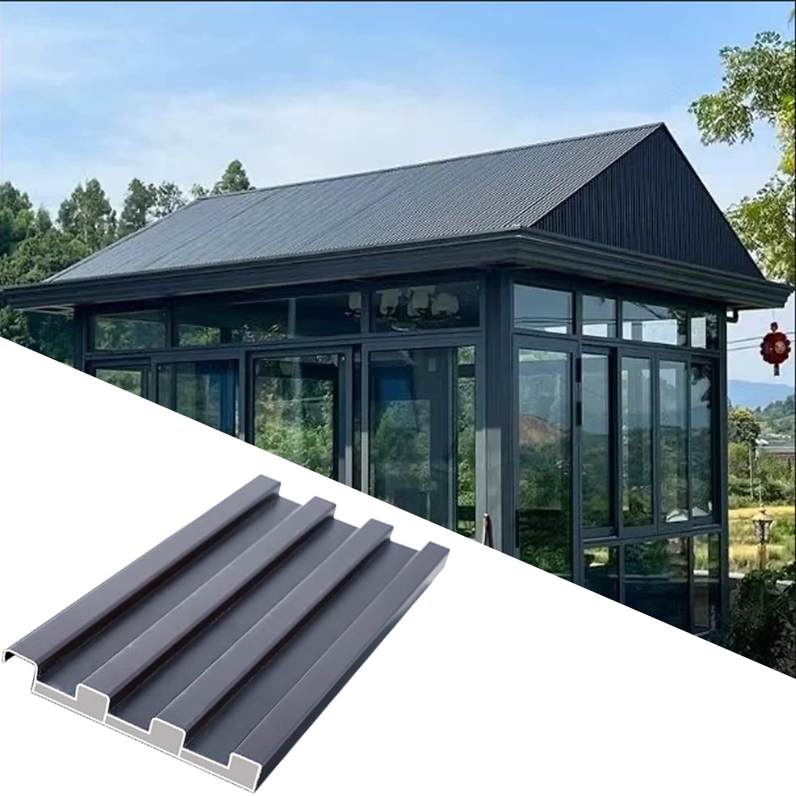 Btyqkzvpm 1Pc Aluminum Roofing Panels, 5Pc Insulated Aluminum Corrugated Roof Panels, Length 0.8-1.5M, Connectable(,L- 0.8M/2.6Ft)