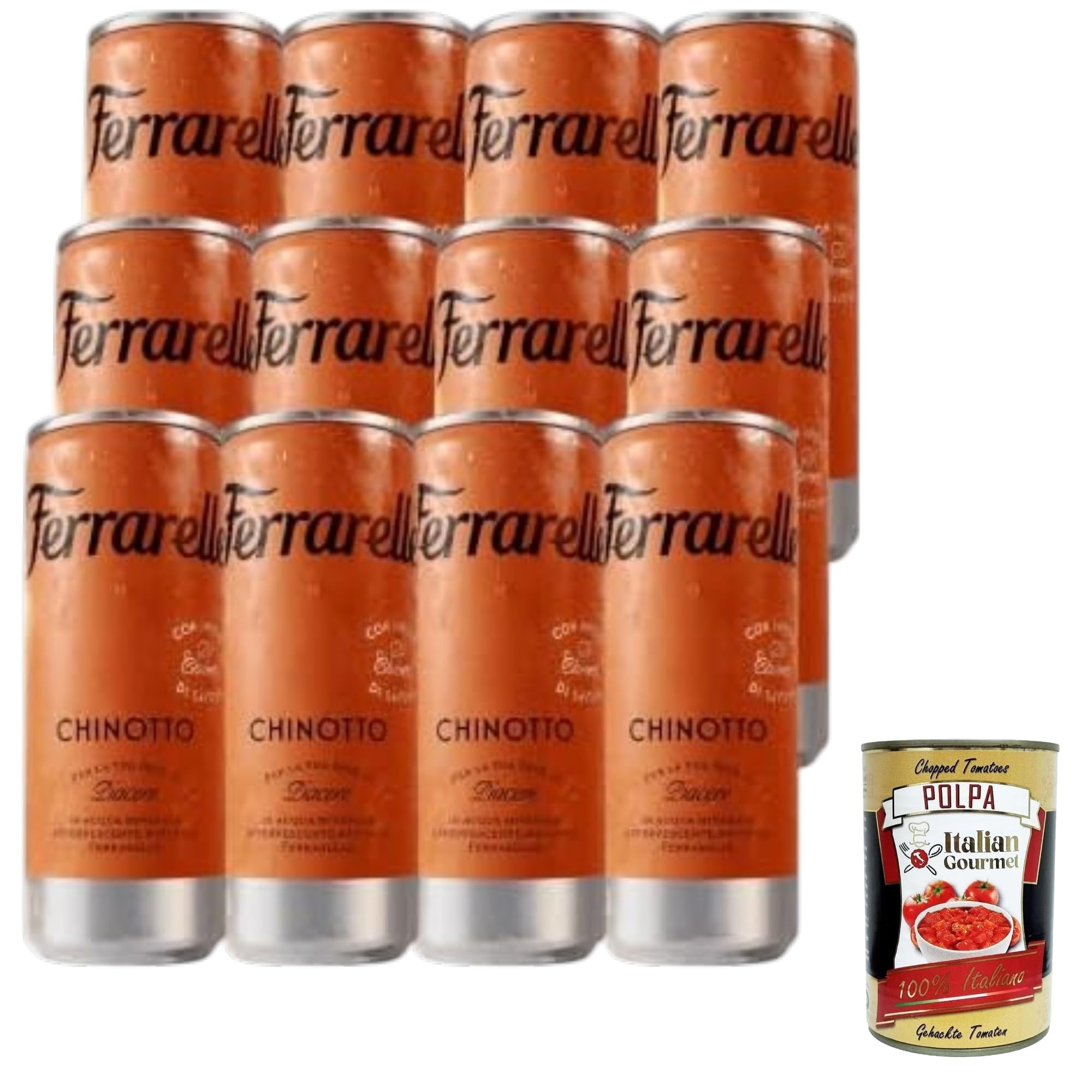 Italian Gourmet Ferrarelle Chinotto, Italienisches Erfrischungsgetränk mit Chinotto-Infusion, Sprudelwasser 36 x 250ml