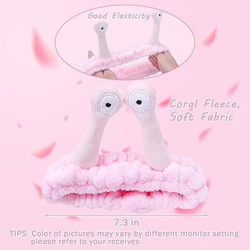 Miniatura 5 de Jowmoy Bonita diadema de caracol rosa, diadema para lavar la cara, diadema de spa, diadema para lavar la cara, diadema de maquillaje, diadema para