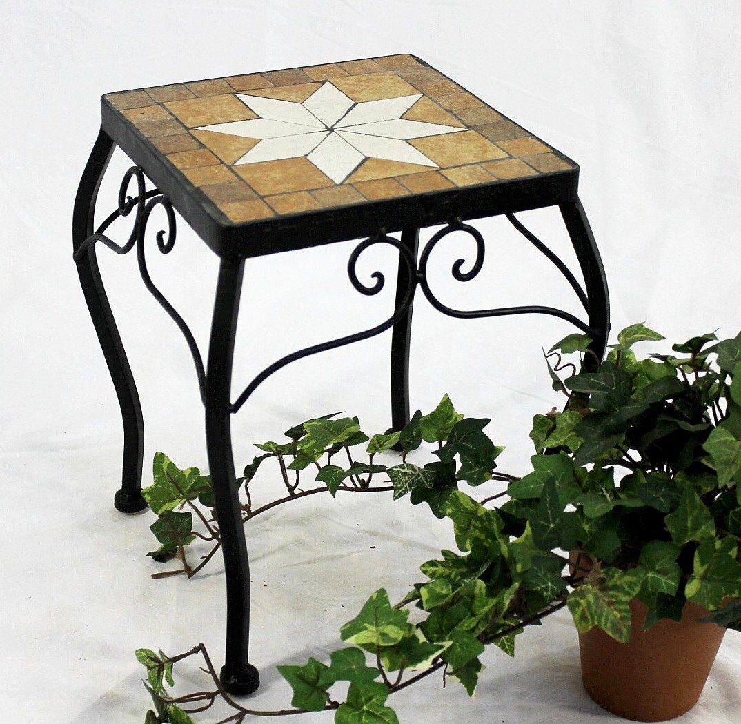 DanDiBo Sgabello Fiori Merano Mosaico 12015 Porta Fiori 28 cm Sgabello angolare Tavolinetto-Comodino