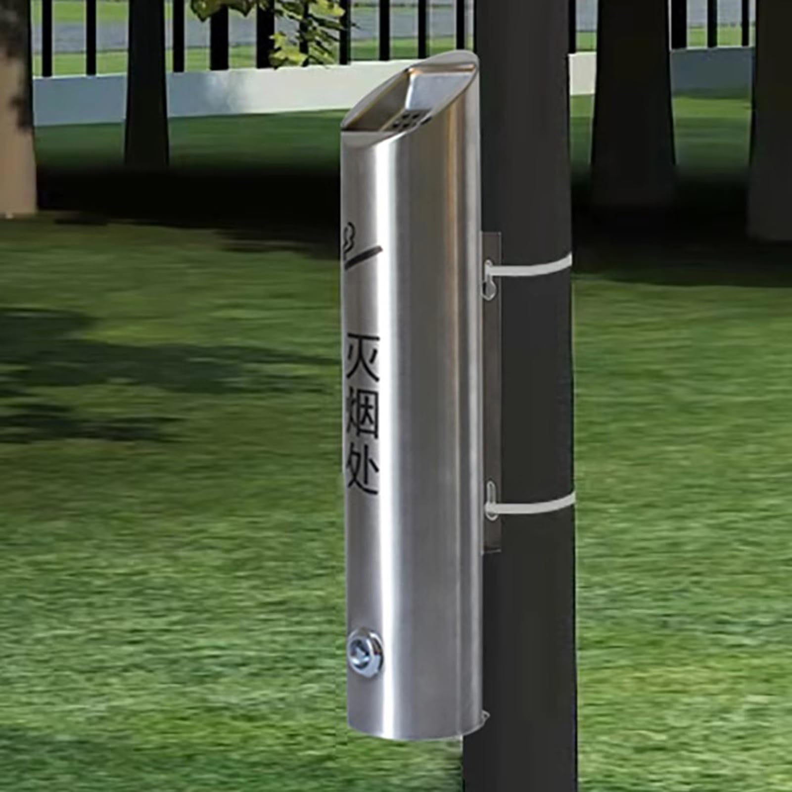 Vnvfjklo Silver Wall-Mounted Ashtray, Stainless Steel Cigarette Ash Bin Outside Patio Public Streets Tray For Hotels Shopping Malls(50X8cm)