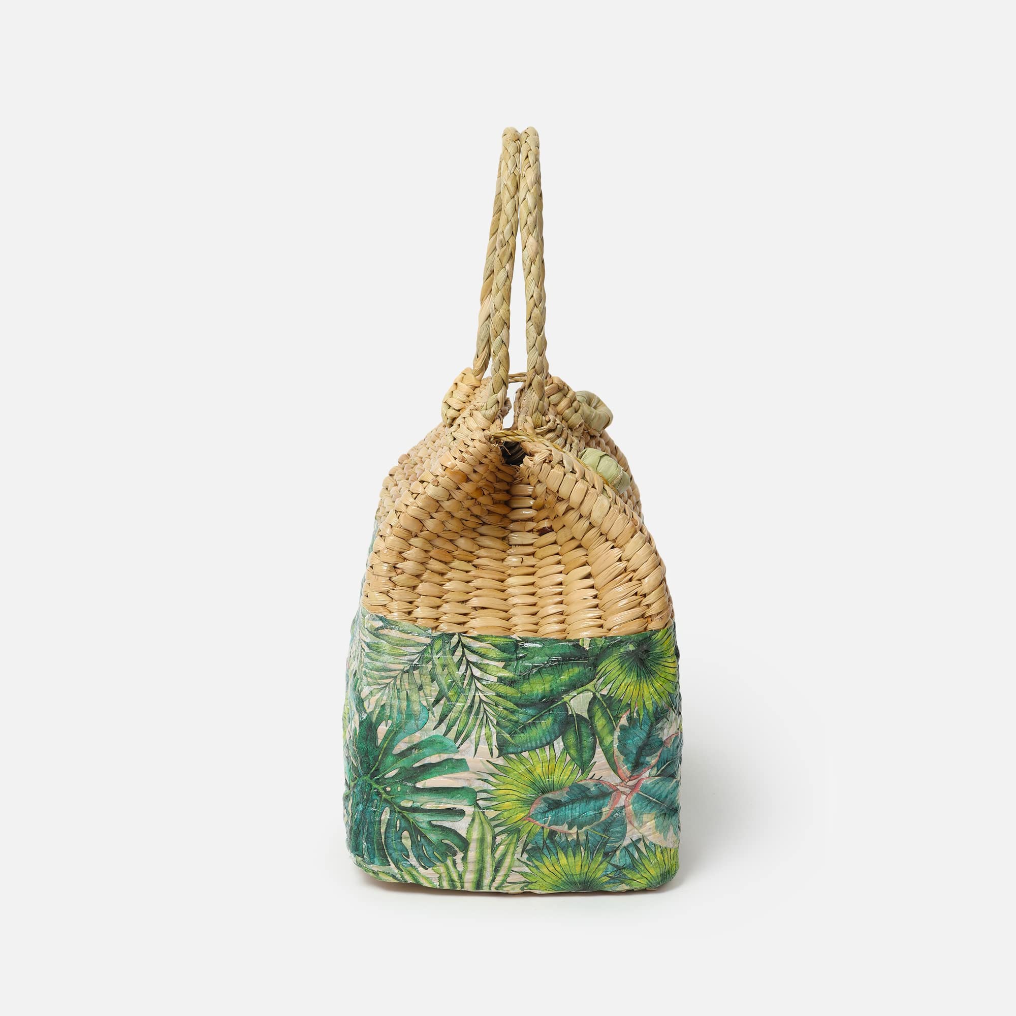 Habere India-All the Cultures Fabricating India Picnic Baskets | Lunch Basket | Wicker Gift Hamper| Seagrass Picnic Basket | Jute Tiffin Tote Bag - Rectangular, Multi (Design 02- L28 x W20 x H26 cm) 2