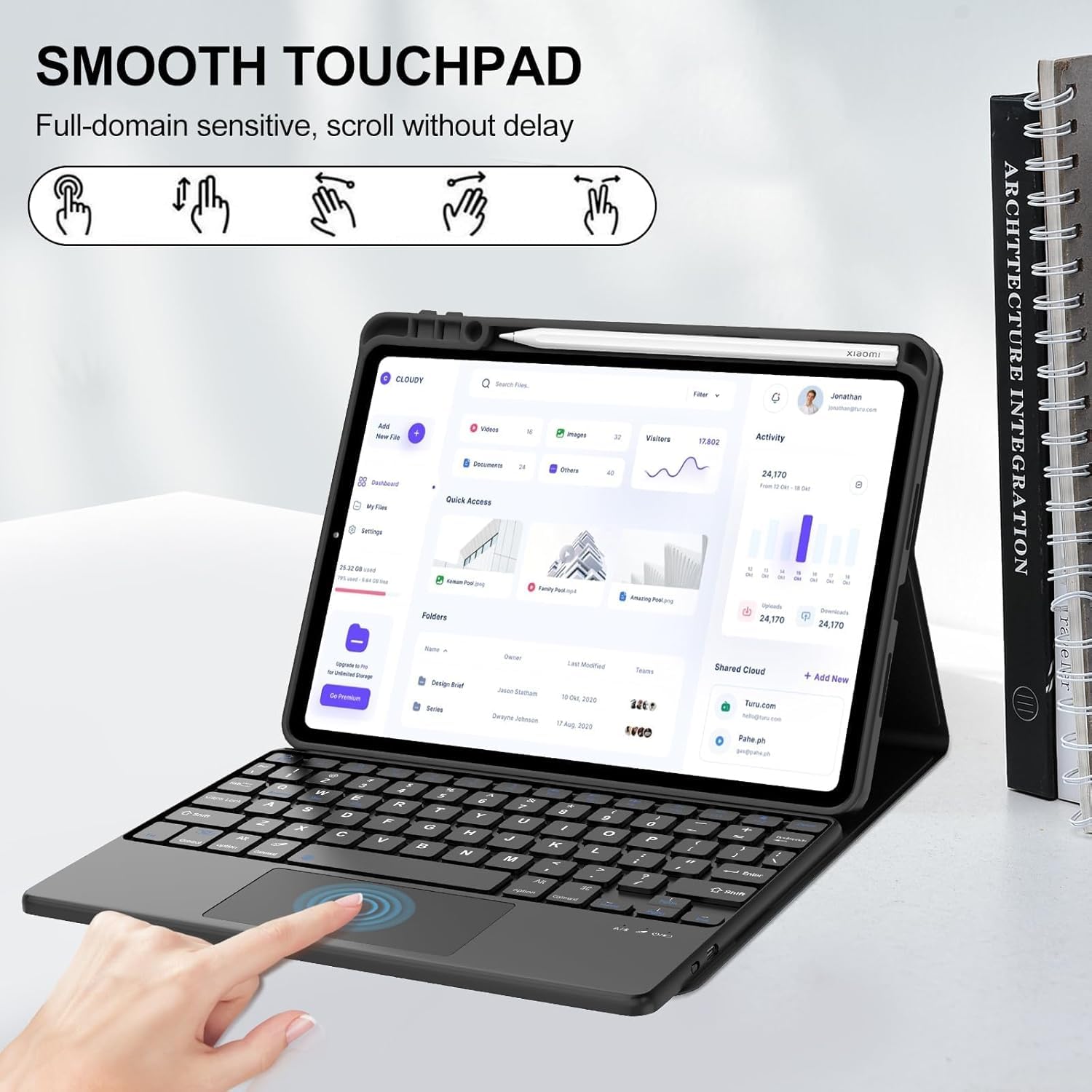 typecase Keyboard Case for Xiaomi Pad 8/Pad 7/Pad 7 Pro (11.2 inch,2026/2025/2024) with Multi-Touch Trackpad,Pen Slot,Multi Viewing Angle with Magnetically Detachable Wireless Bluetooth Keyboard Case — Amazon image 5
