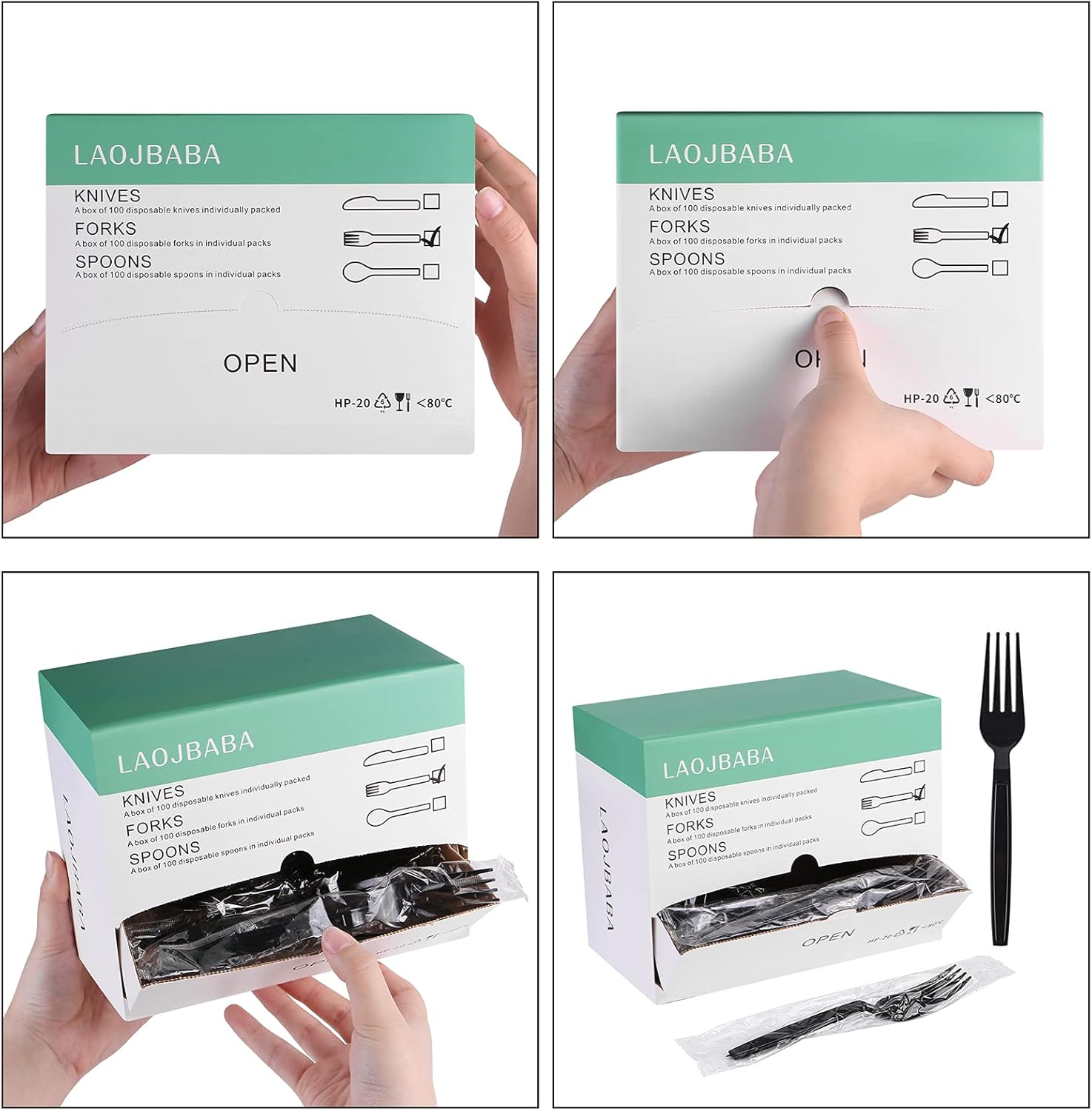 Plastic Fork Disposable Indivily Paad Forks Bla 7-Inch