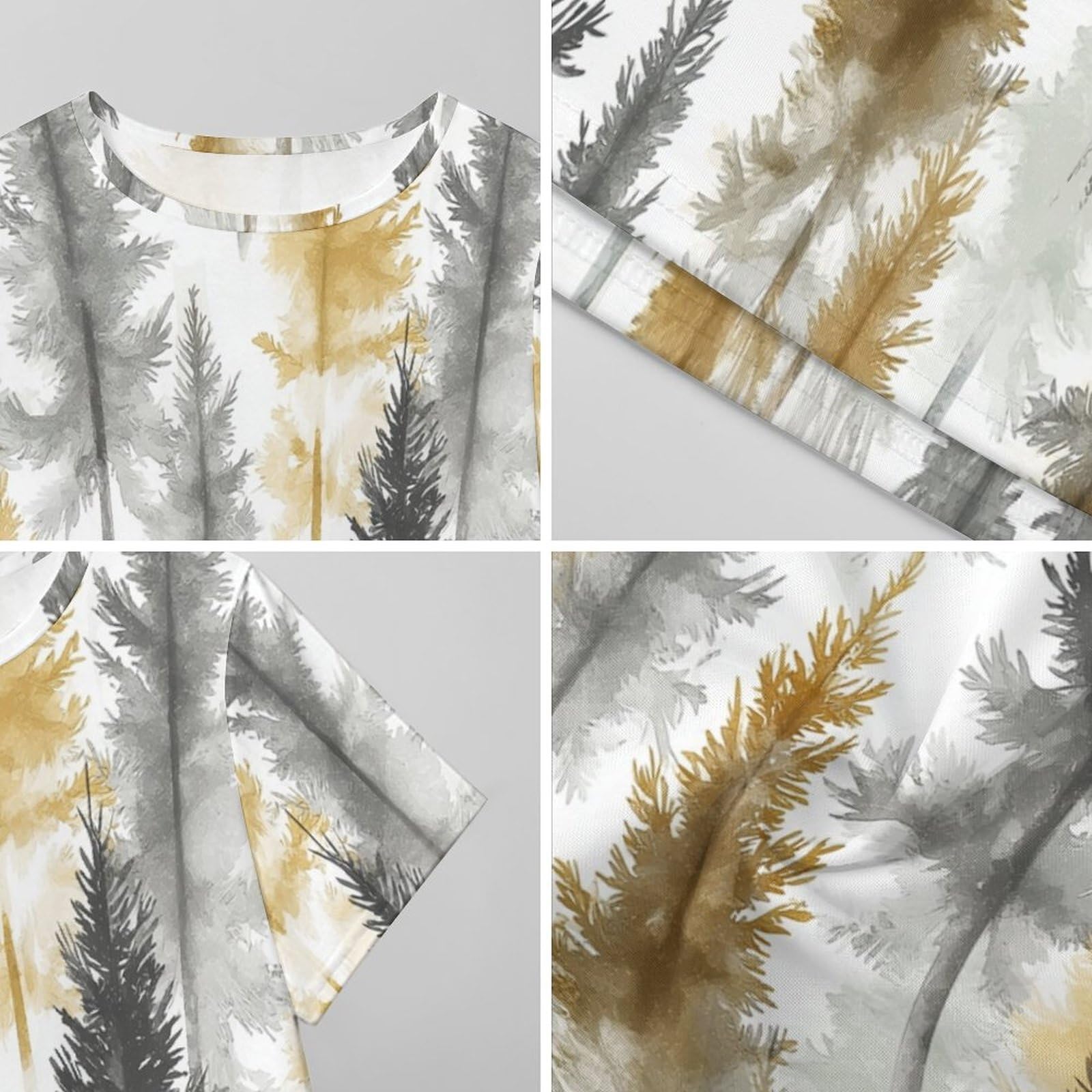 Camisones De Mujer - Paisaje Forestal Camisón De Manga Corta para Estar En Casa Tallas S-3Xl Holgado Largo Suave para El Verano.