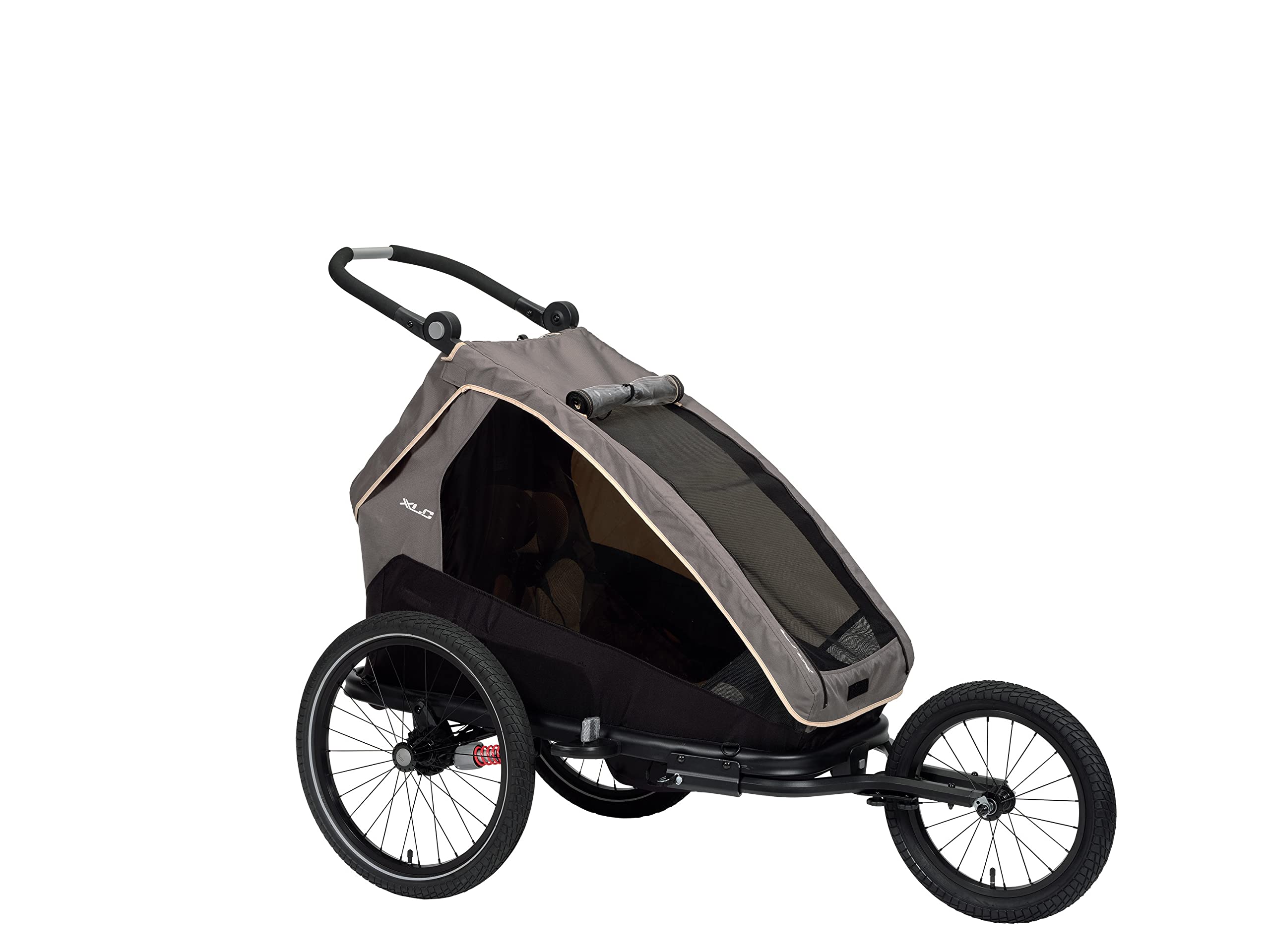 Rimorchio per bambini XLC MONO-S BS-C09: un compagno versatile per le avventure all'aperto con tutta la famiglia, grigio/beige/antracite