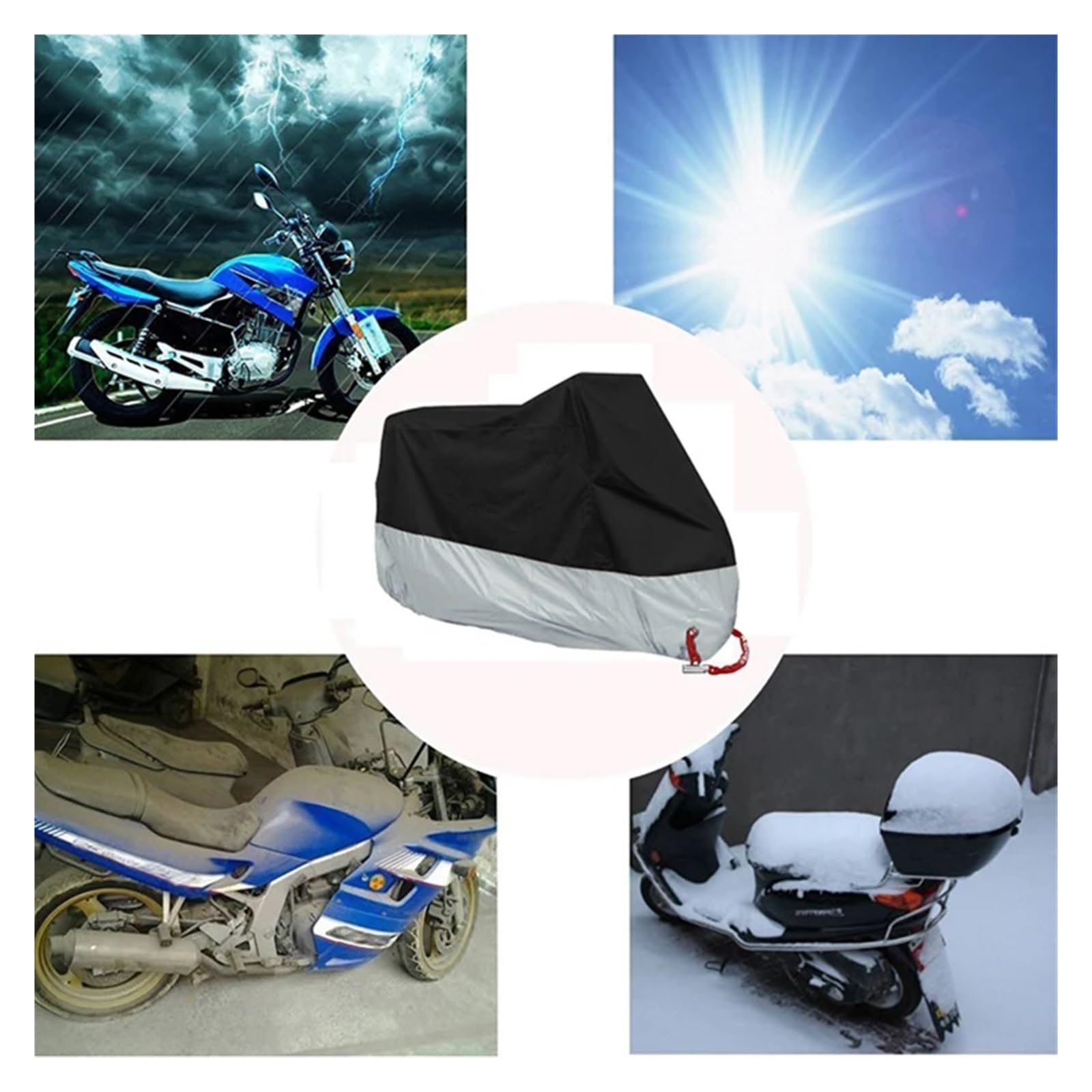 Cubre Moto Impermeable Cubierta de Motocicleta ML XL XXL XXXL XXXXL Universal al Aire Libre UV Protector Bicicleta Lluvia a Prueba de Polvo Scooter Cubre Impermeable 190T(Orange,XXXL For 221-230cm)
