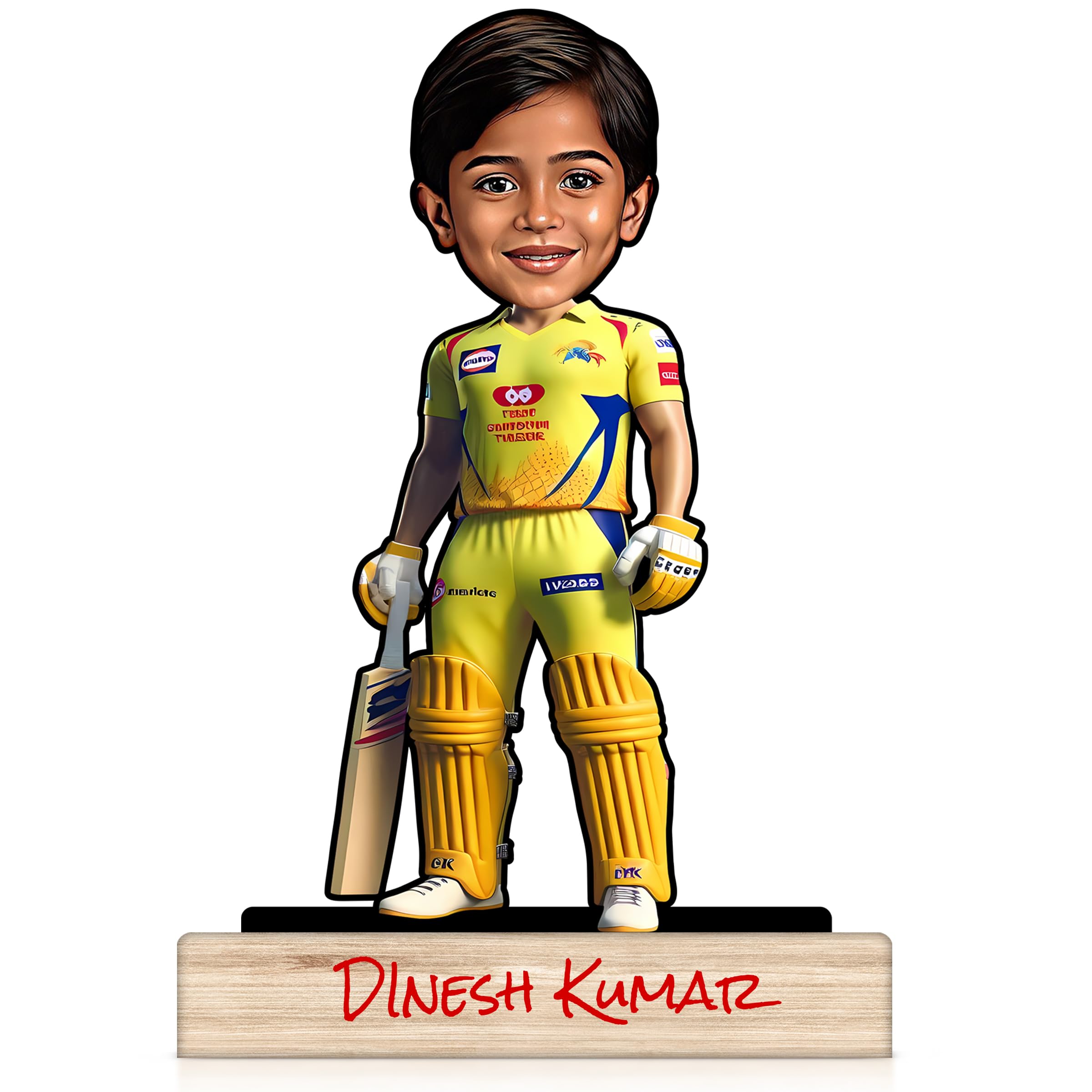 Regalo Casila REGALOCASILA Personalized Men With IPL CSK Cricket Dress Caricature With 6 Inches Wooden Stand Character Caricature Photo Frame Customized Gifts For Men & Boys-image-25