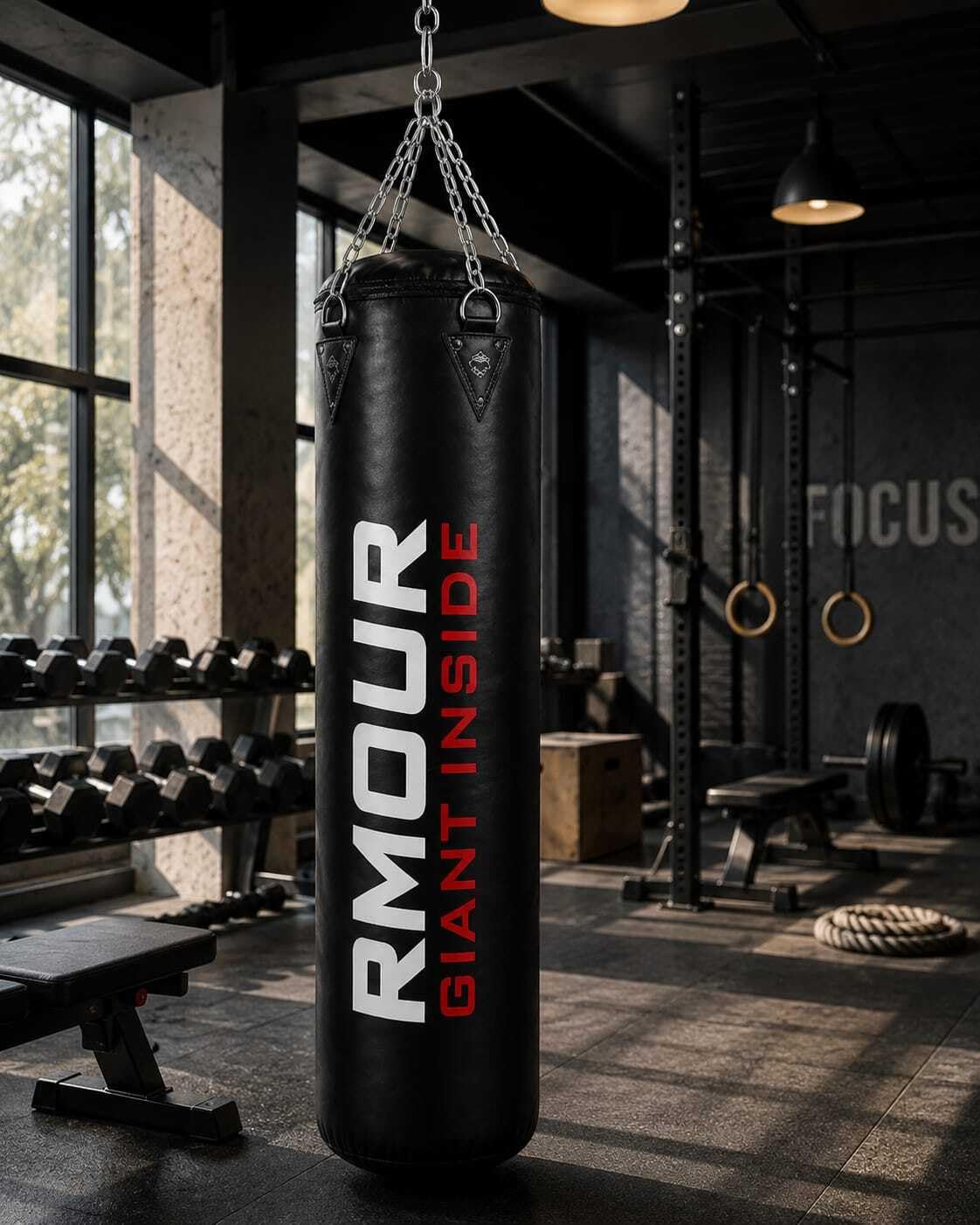 RMOUR Niewypełniony czarny ciężki worek bokserski z PU boks MMA sparingowy trening kick boxing muay thai z wiszącym łańcuszkiem