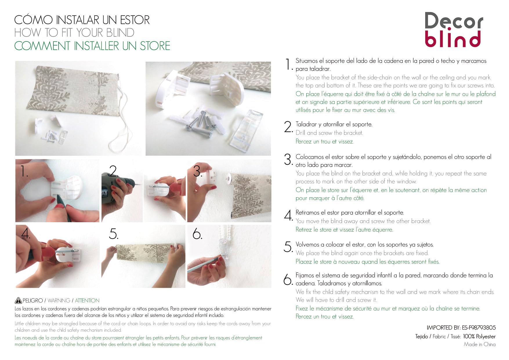 Store Enrouleur translucide à Rayures - Dimensions Store : 140 x 180 cm - Largeur x Longueur : 137 x 175 cm - Store Transparent - Couleur Vision Facile à Installer au Mur ou au Plafond
