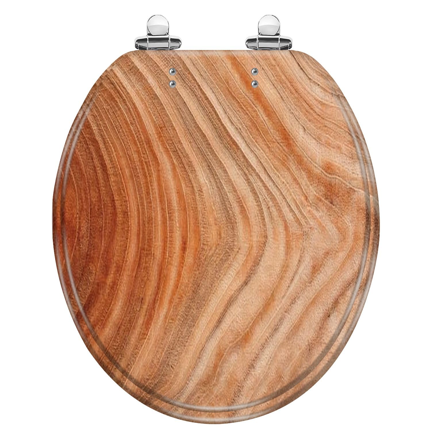 Tazyyzuu Multi7 Cedar Wood Resin Round Toilet Seat With Slow Close Lid Quick Release Hinges Easy Clean Design(,Round)