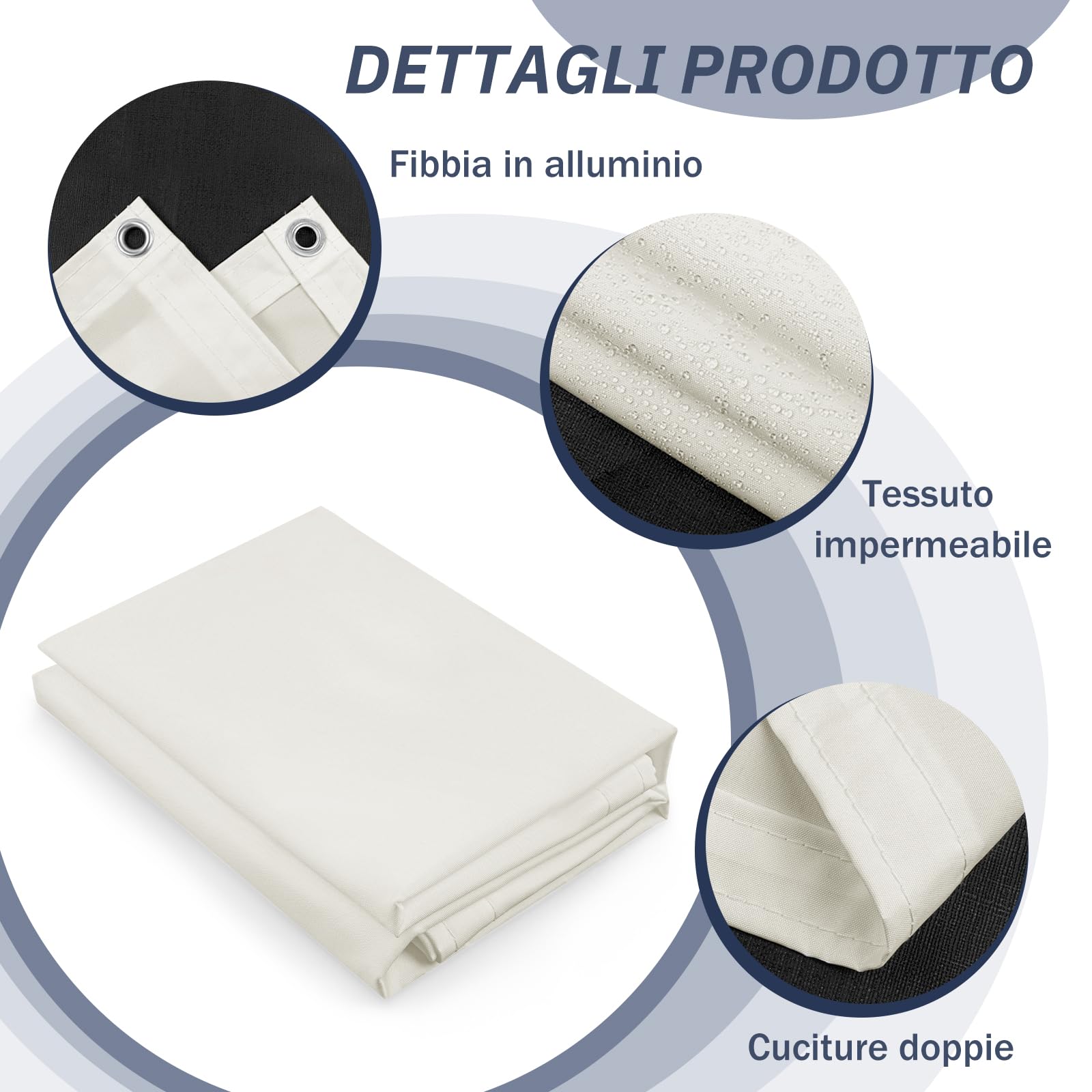 HENG FENG Frangivista per Balcone 0.8x3m, 160g/㎡ PES Telo Balcone ringhiera,Protezione Privacy, Anti-UV, Impermeabile,Resistente al Vento, con Cinghie, Crema