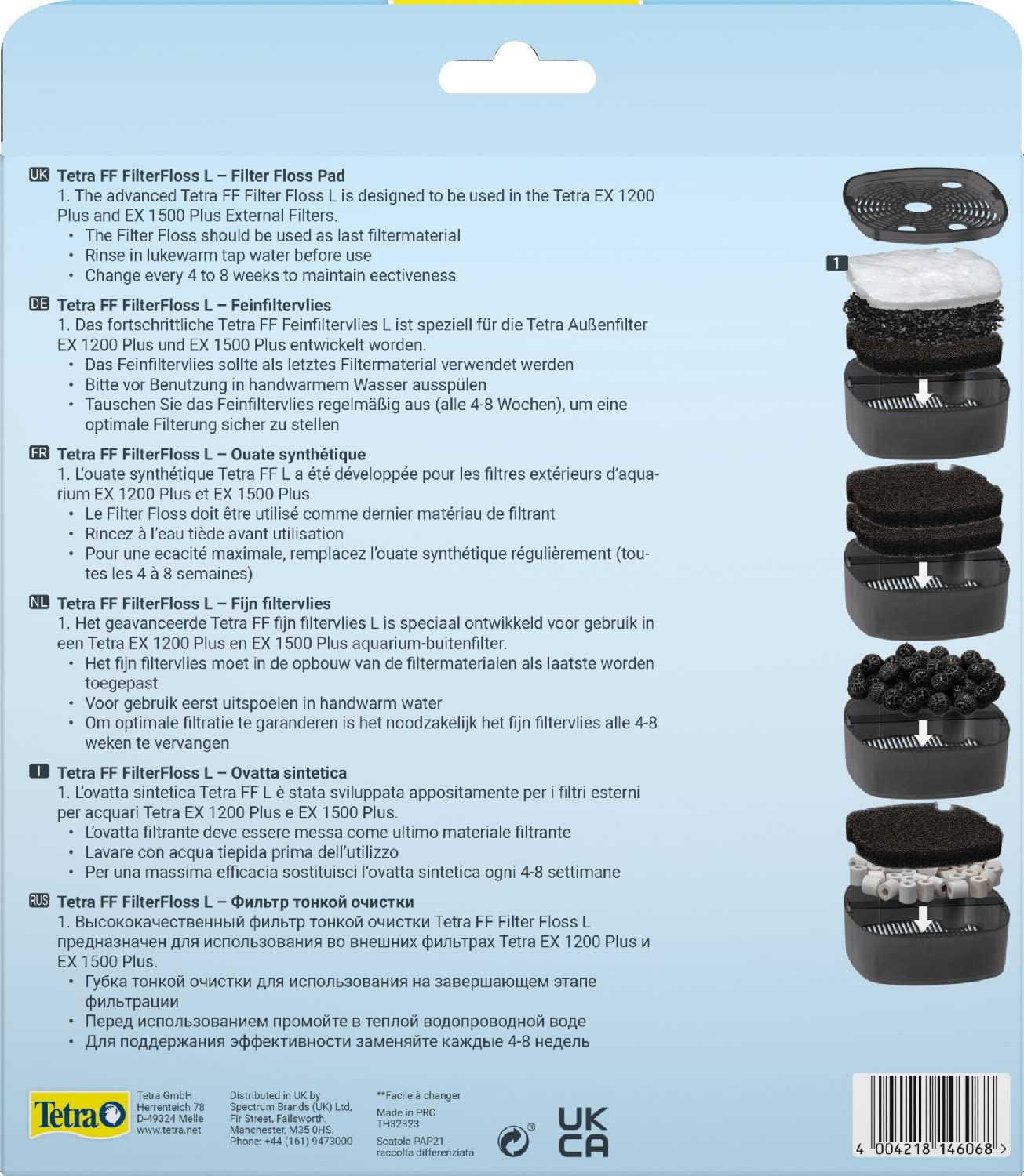 Tetra FF FilterFloss Grande - Tessuto filtrante fine per acquari Ex 1200 Plus e 1500 Plus