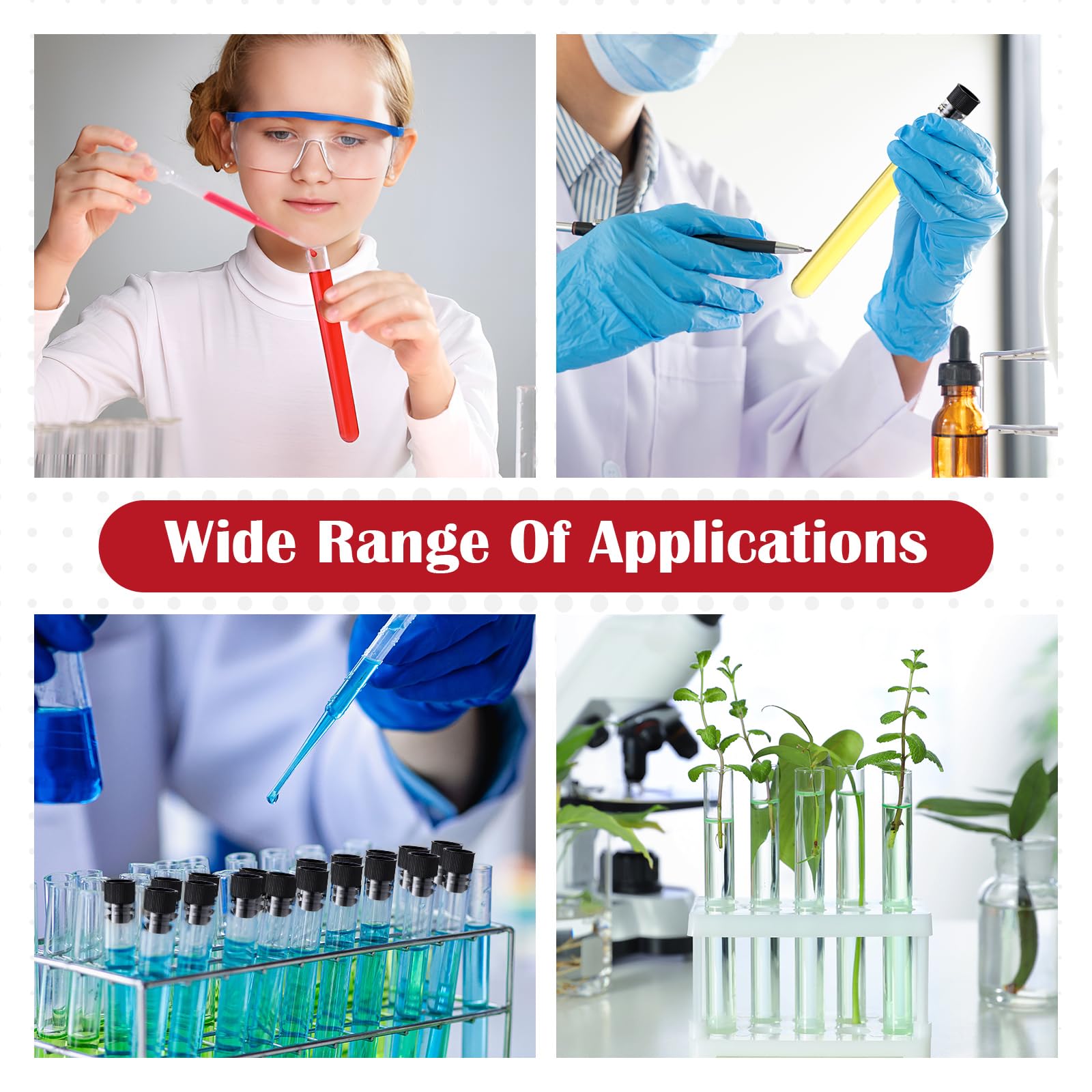 100 Plastic Test Tubes with Caps - 25ml -5