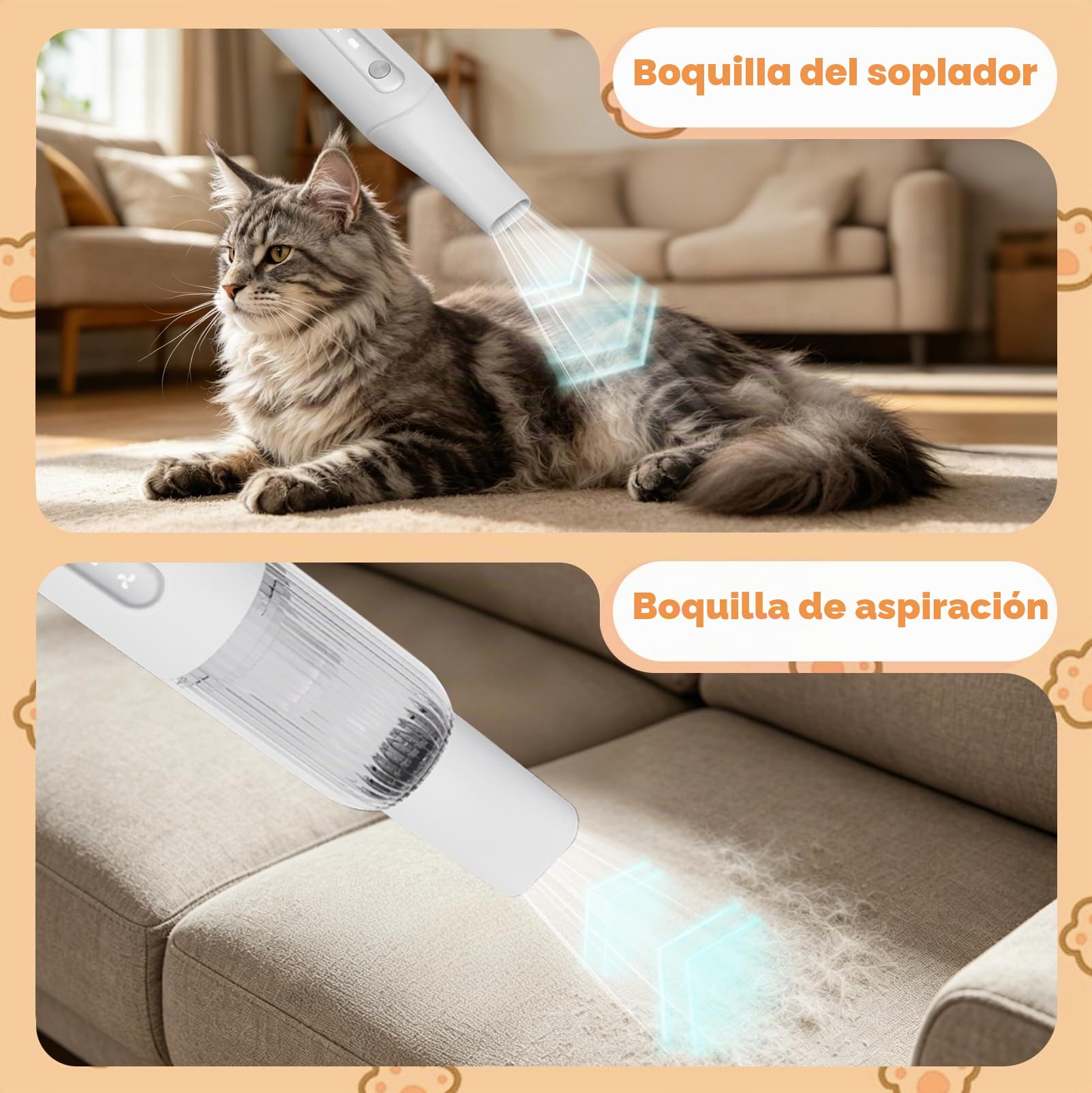 Cepillo de vacío para pelo de perro de 4 en 1, cepillo liso autolimpiante para el aseo y muda, elimina el pelo suelto, caspa, subpelo y enredos, herramienta de aseo para la muda de los perros