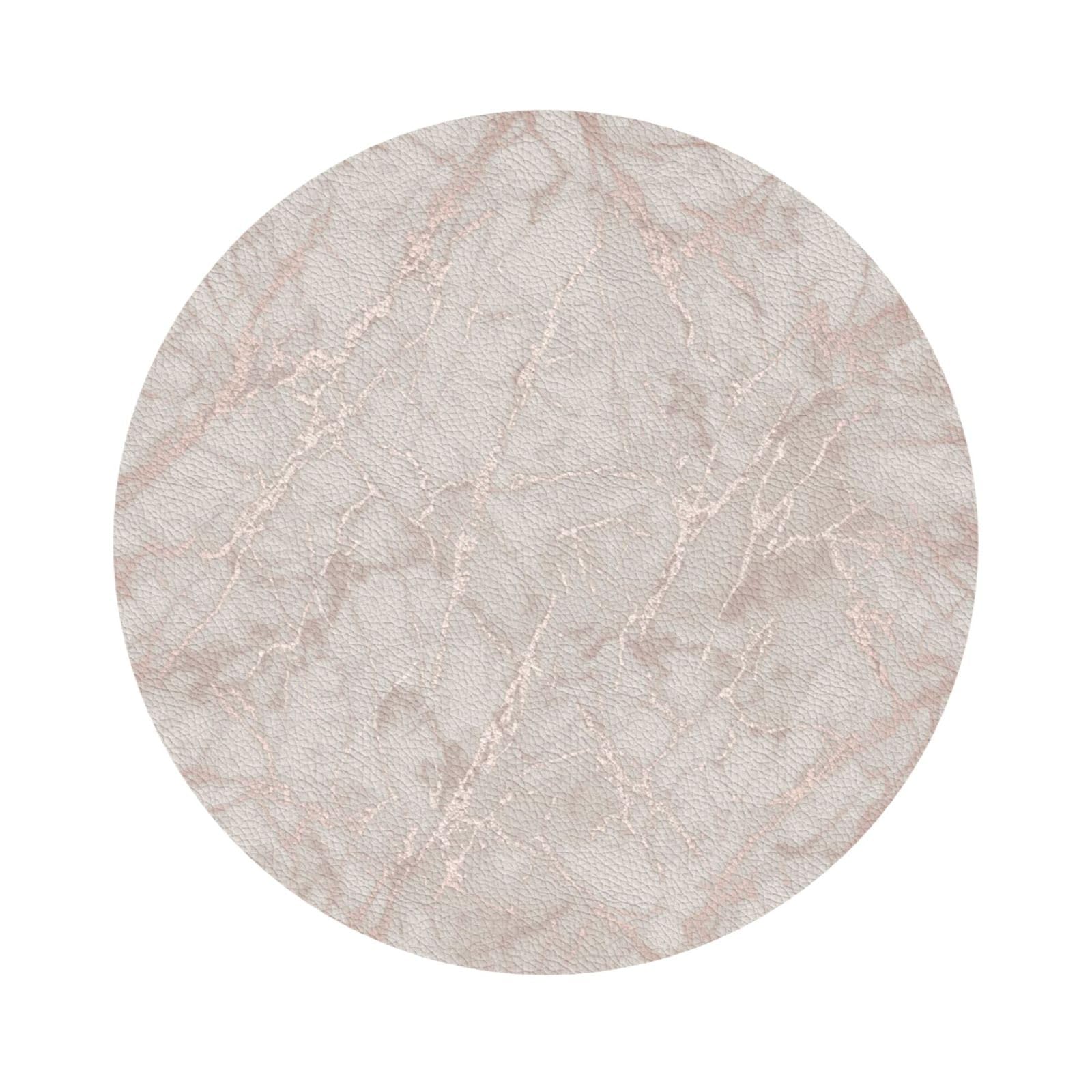 Rose Gold Marble PU Leather Coasters Set of 6 Round Drink Coasters