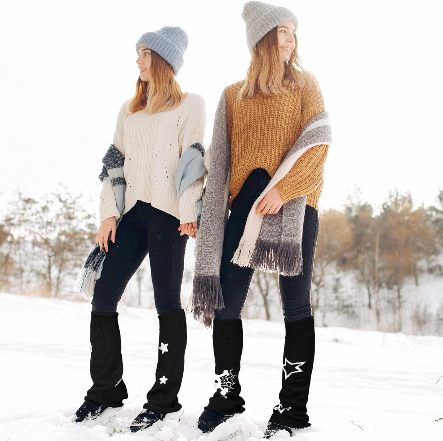 Mepase 6 Pairs Y2k Leg Warmers for Women Star and Striped Knitted Kawaii Leg Warmer Japanese Cute Socks Winter Goth Accessories - Image 6